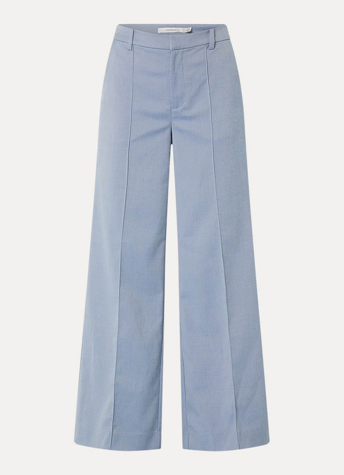Gestuz Wendi high waist flared fit pantalon met steekzakken - voorkant blauwgrijs