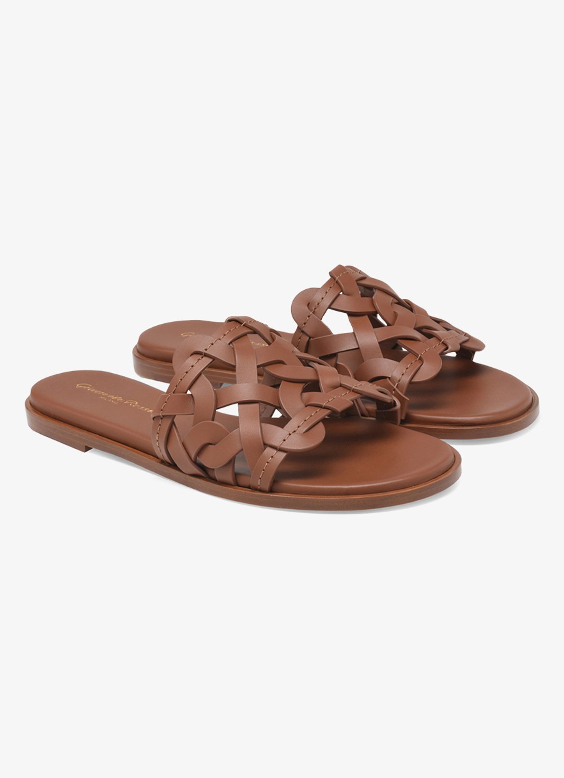 Gianvito Rossi Amalfi slipper van kalfsleer - voorkant 2 bruin