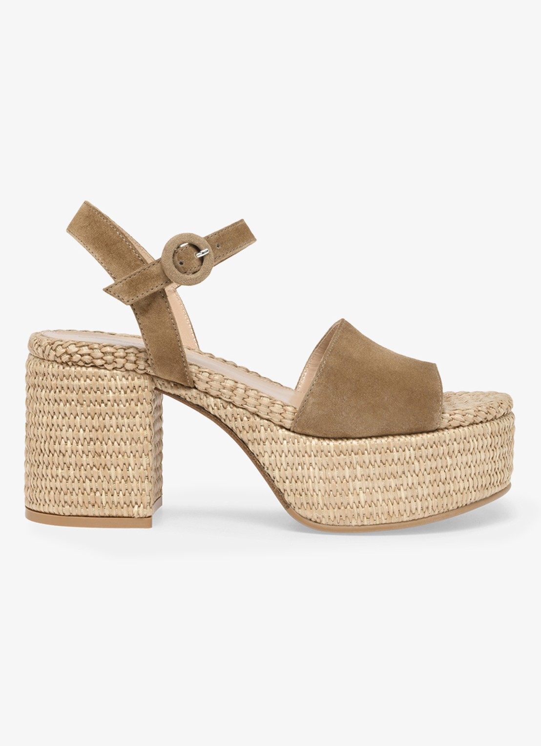 Gianvito Rossi Carol sandalette van suède - voorkant 2 camel