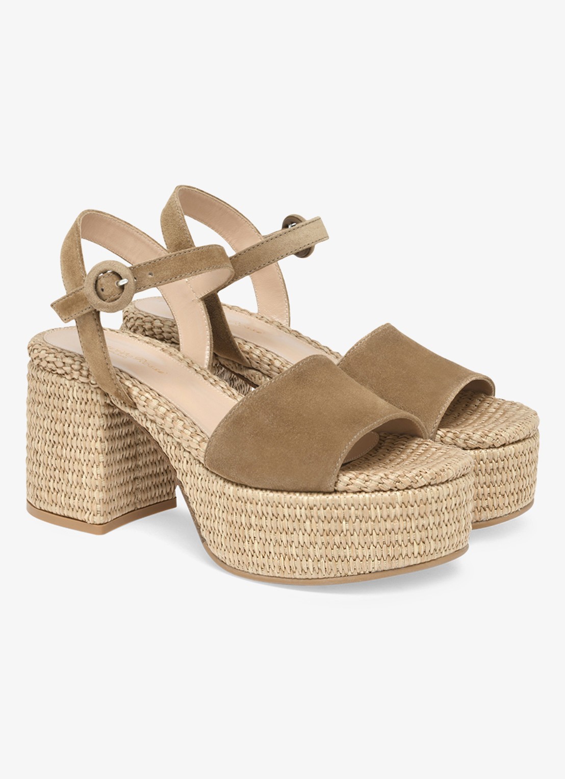 Gianvito Rossi Carol sandalette van suède - voorkant 3 camel