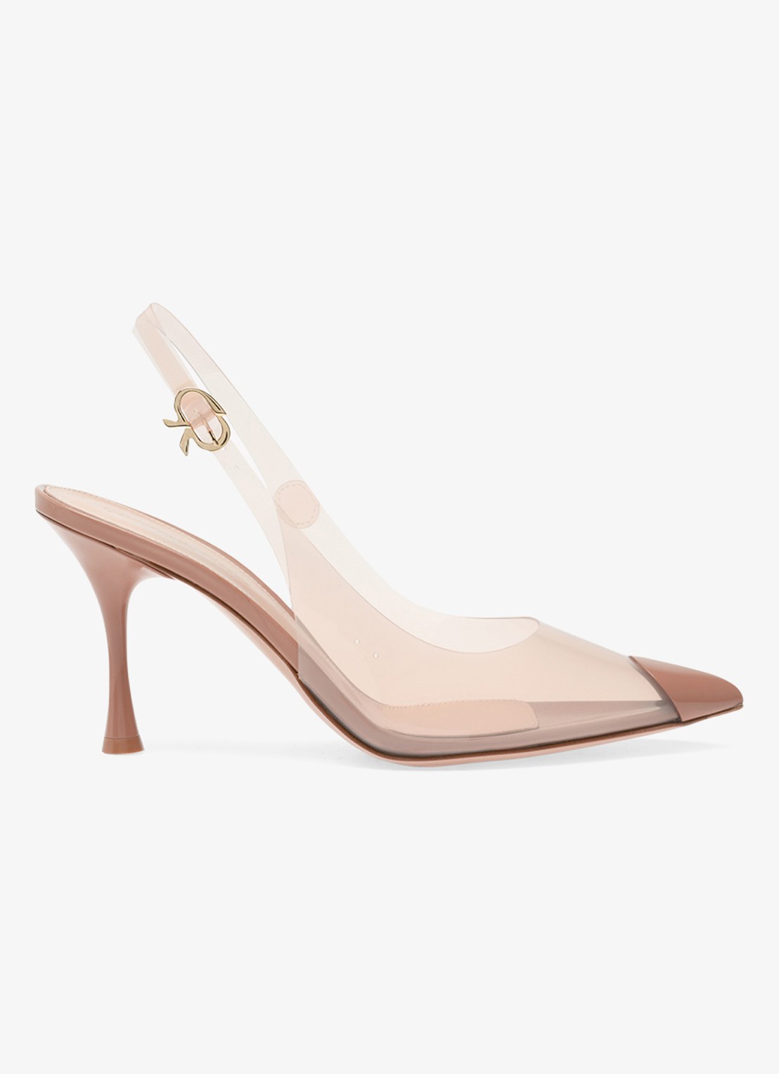 Gianvito Rossi Diana 85 slingback met lakfinish - voorkant 2 beige