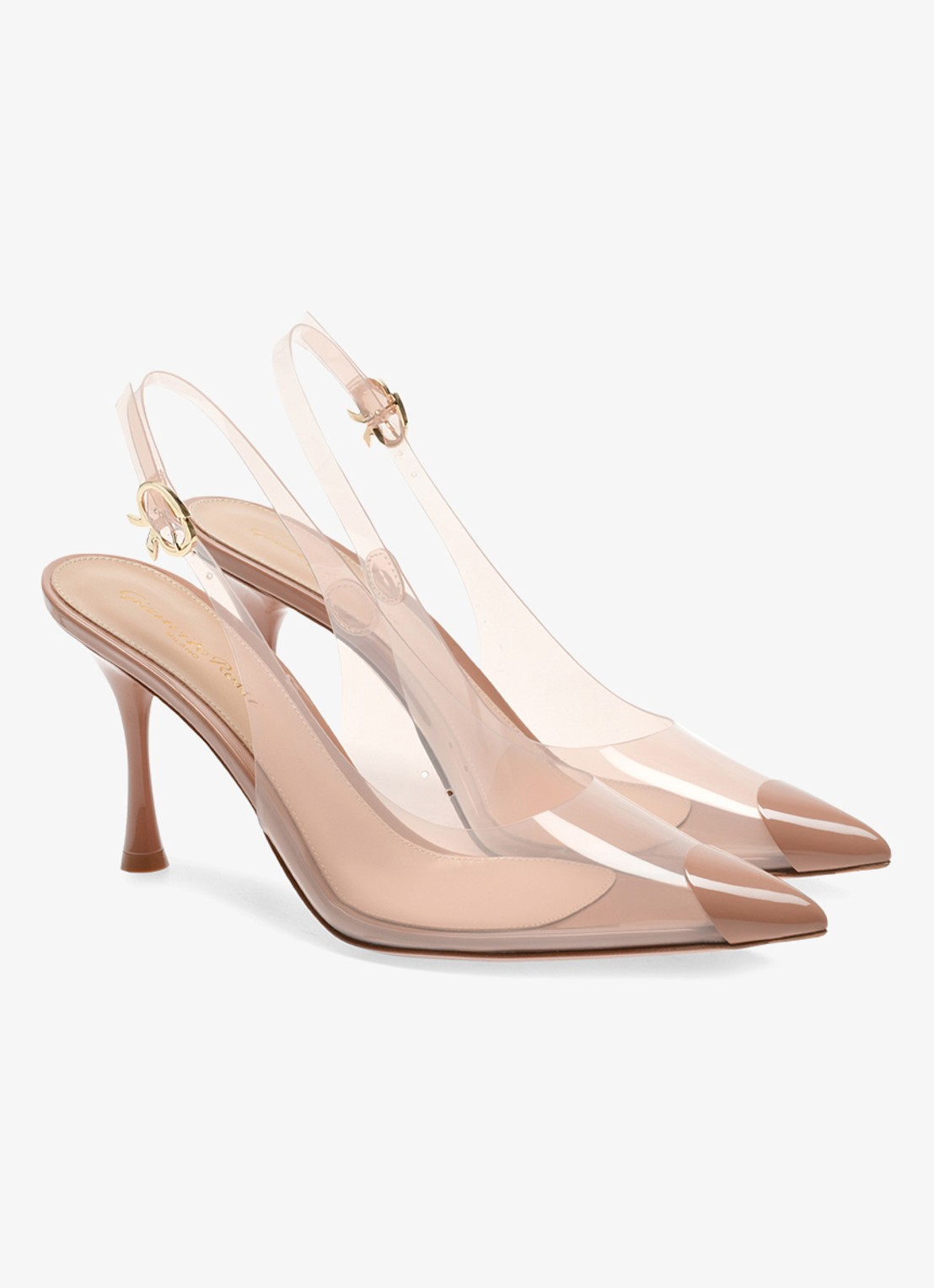 Gianvito Rossi Diana 85 slingback met lakfinish - voorkant 3 beige