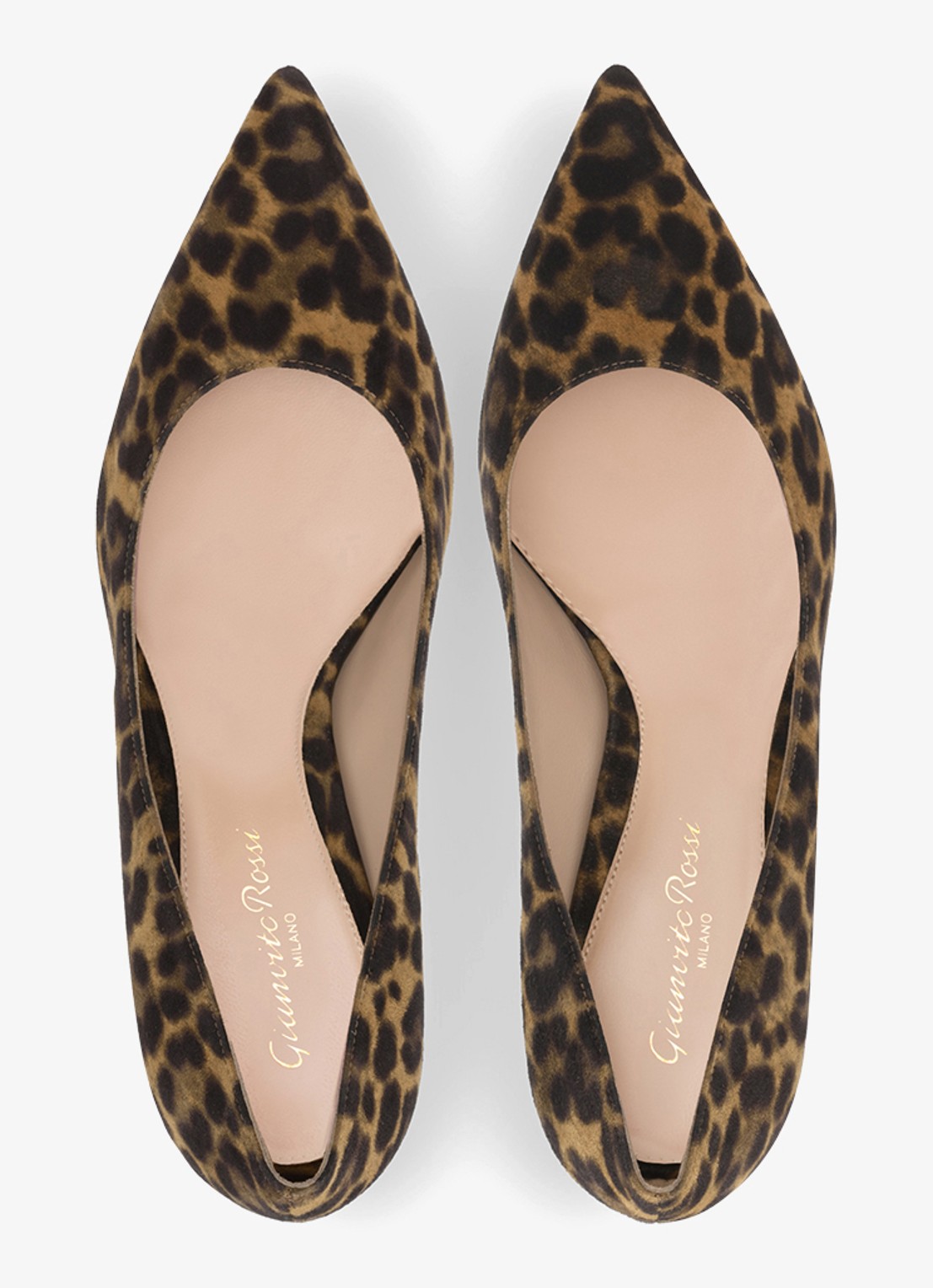 Gianvito Rossi Gianvito 70 pump van suède met panterprint - detail 4 bruin