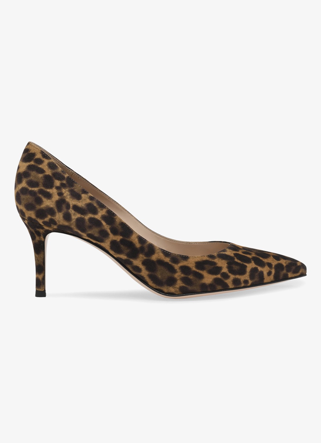 Gianvito Rossi Gianvito 70 pump van suède met panterprint - voorkant 2 bruin