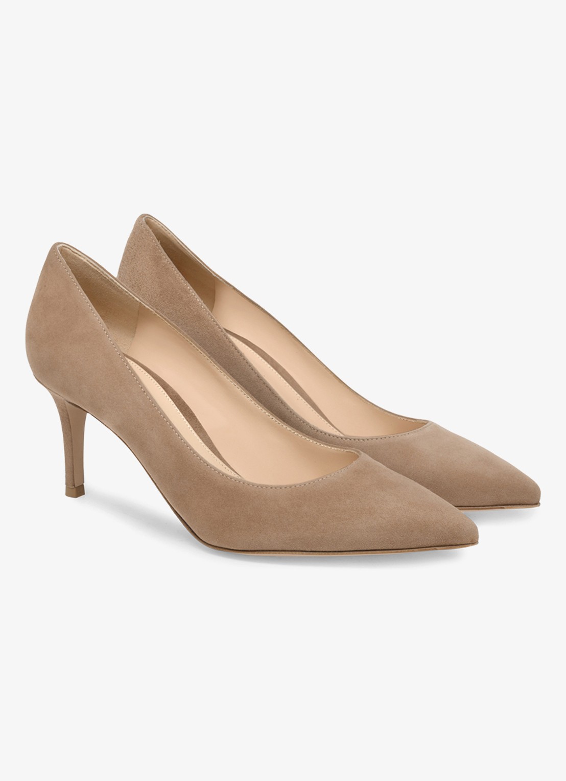 Gianvito Rossi Gianvito 70 pump van suède - voorkant 3 beige