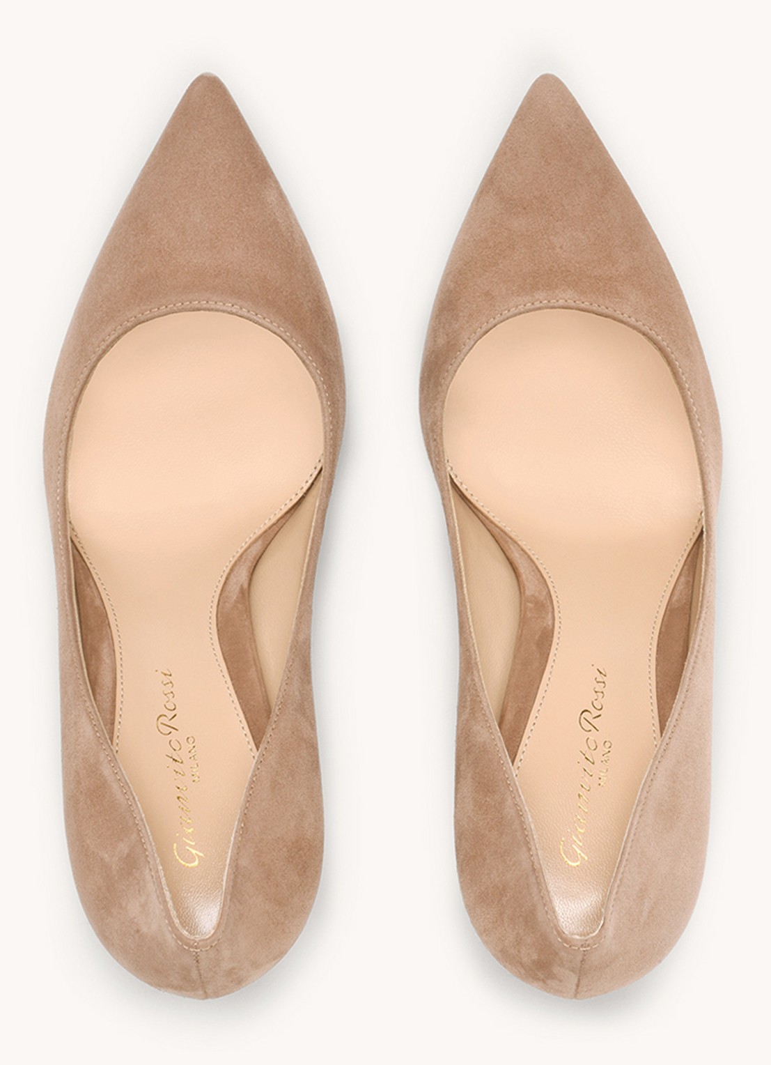 Gianvito Rossi Gianvito 85 pump van suède - detail 3 donkerbeige