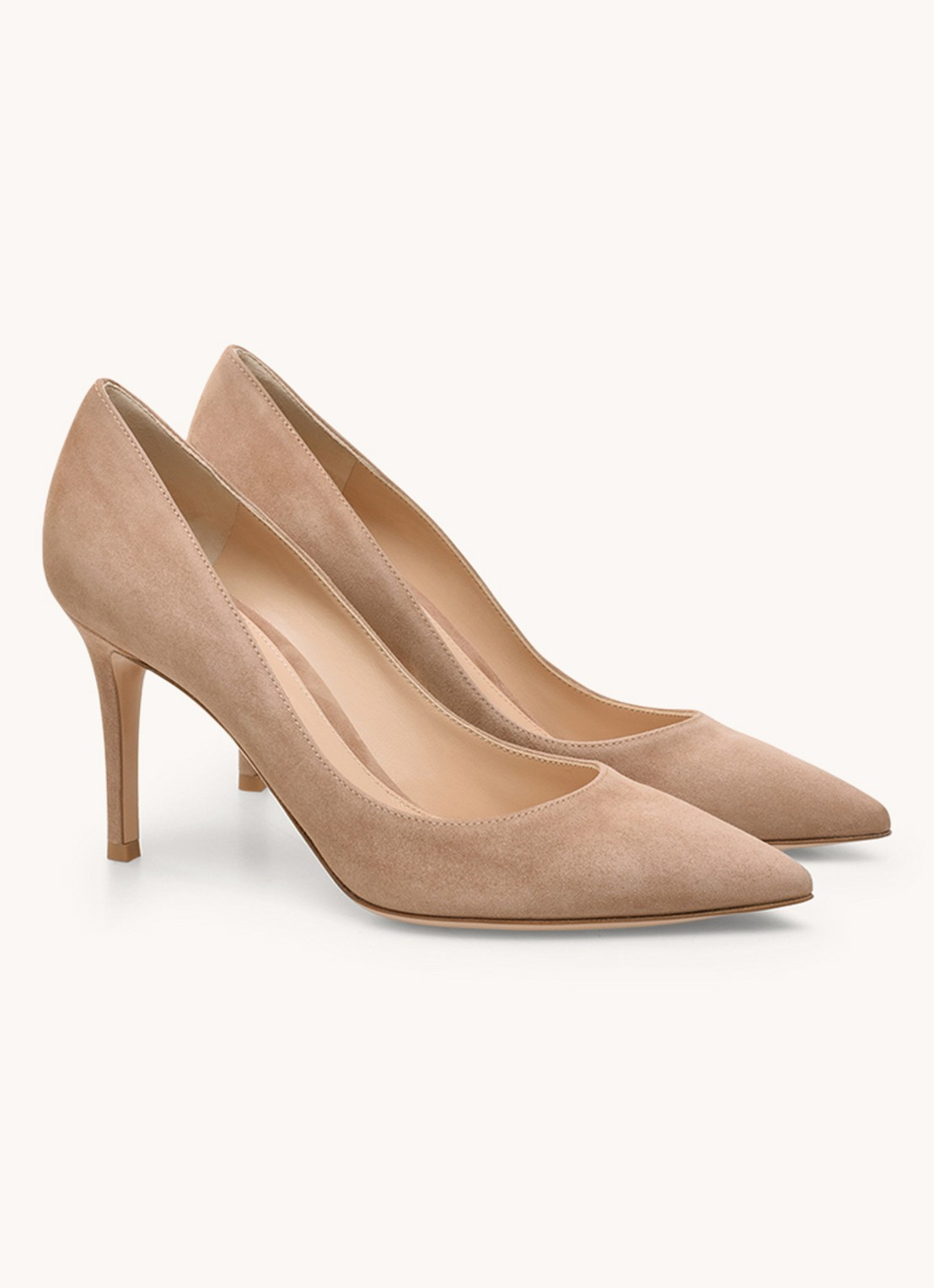 Gianvito Rossi Gianvito 85 pump van suède - voorkant 2 donkerbeige