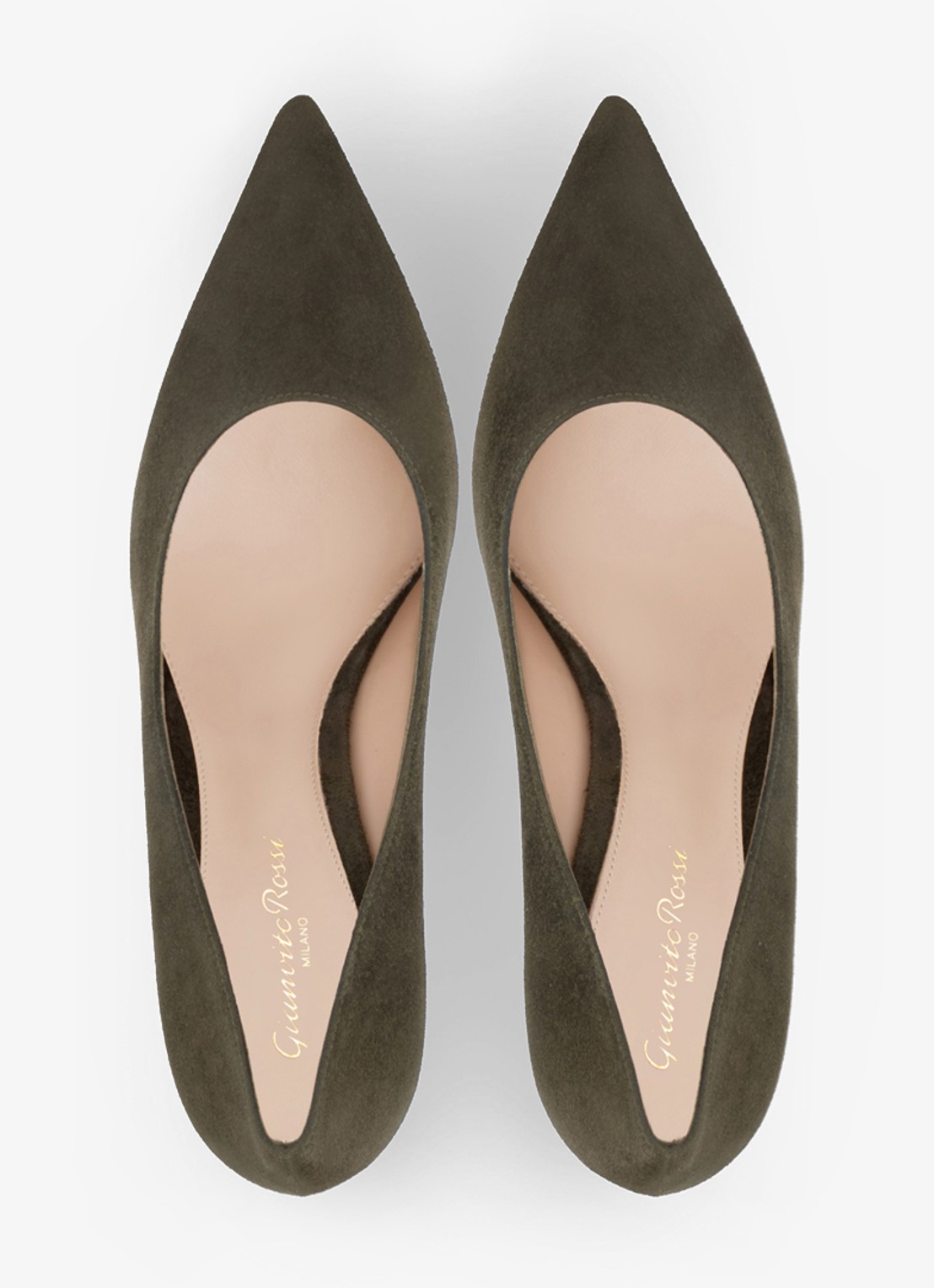 Gianvito Rossi Gianvito 85 pump van suède - detail 4 olijfgroen
