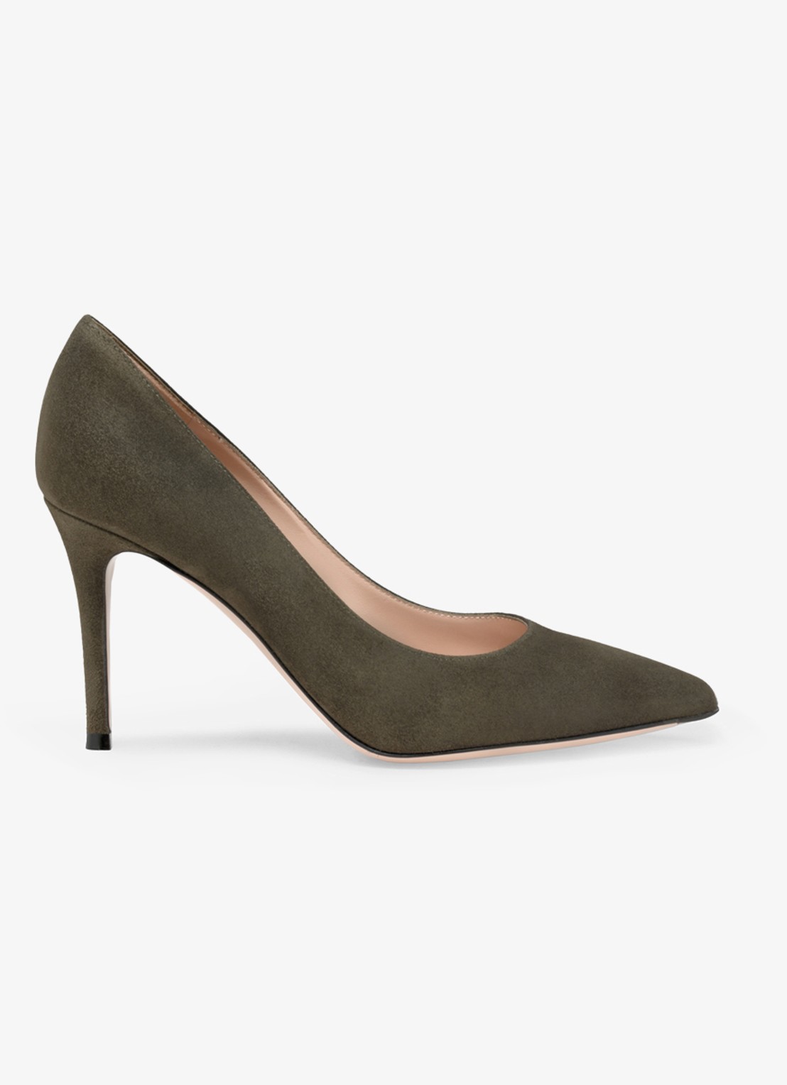 Gianvito Rossi Gianvito 85 pump van suède - voorkant 2 olijfgroen