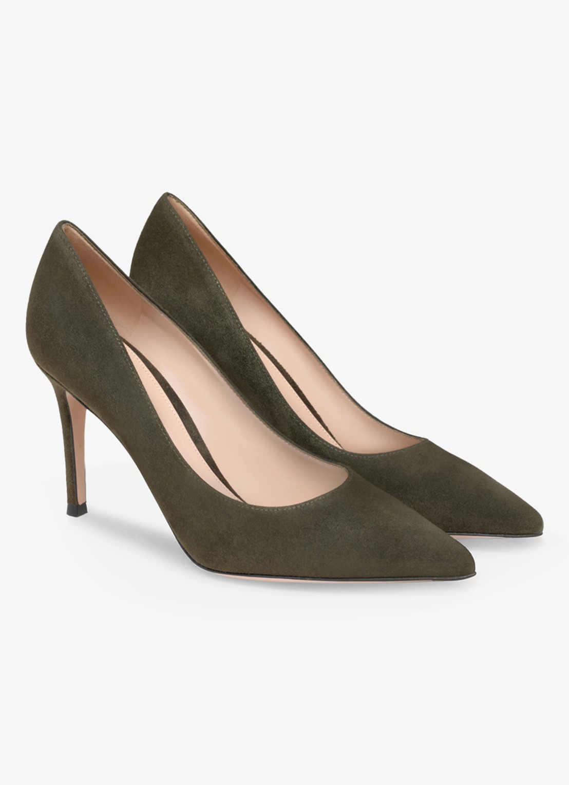 Gianvito Rossi Gianvito 85 pump van suède - voorkant 3 olijfgroen