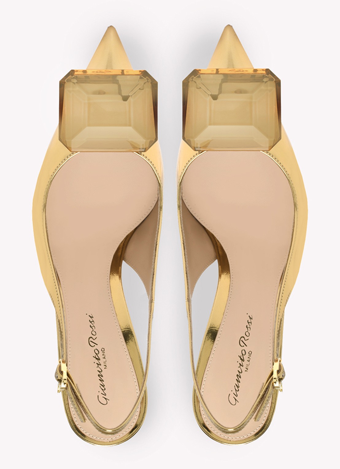 Gianvito Rossi Jaipur slingback van kalfsleer  - achterkant 3 goud