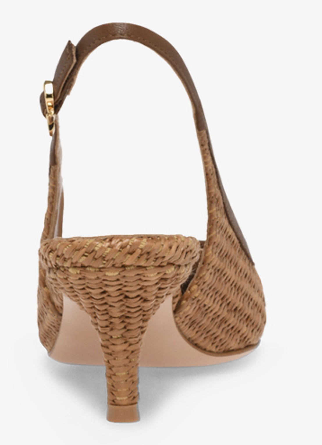 Gianvito Rossi Minorca slingback van raffia met leren details - achterkant 4 bruin