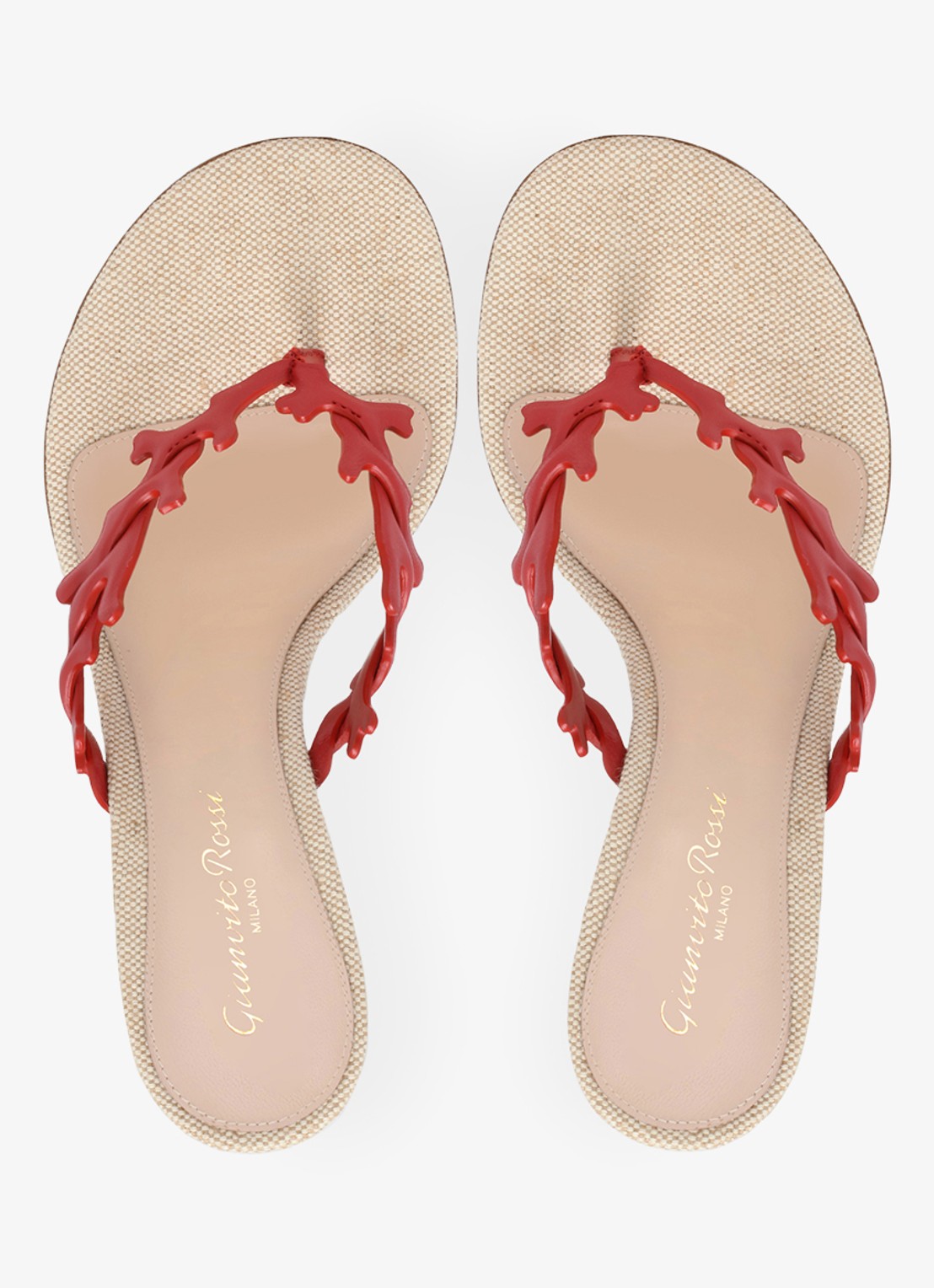 Gianvito Rossi Ocean Thong sandalette van leer - detail 4 rood