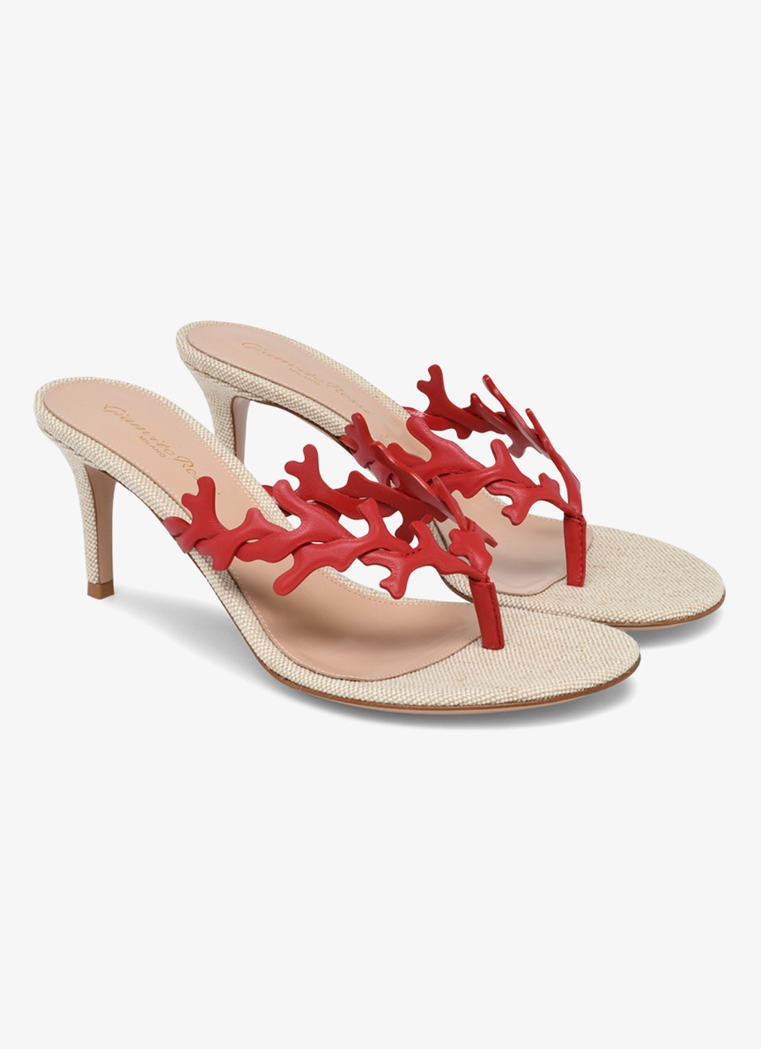 Gianvito Rossi Ocean Thong sandalette van leer - voorkant 2 rood