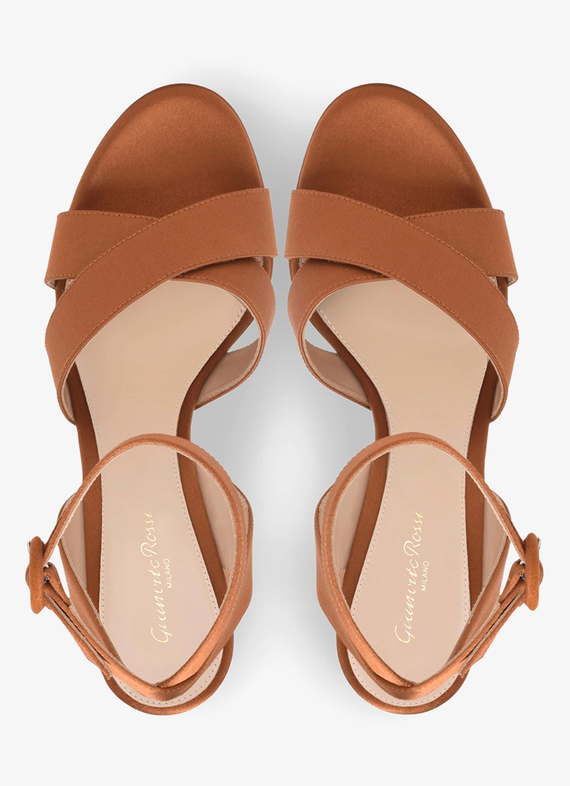 Gianvito Rossi Sabrina sandalette van satijn - detail 4 cognac