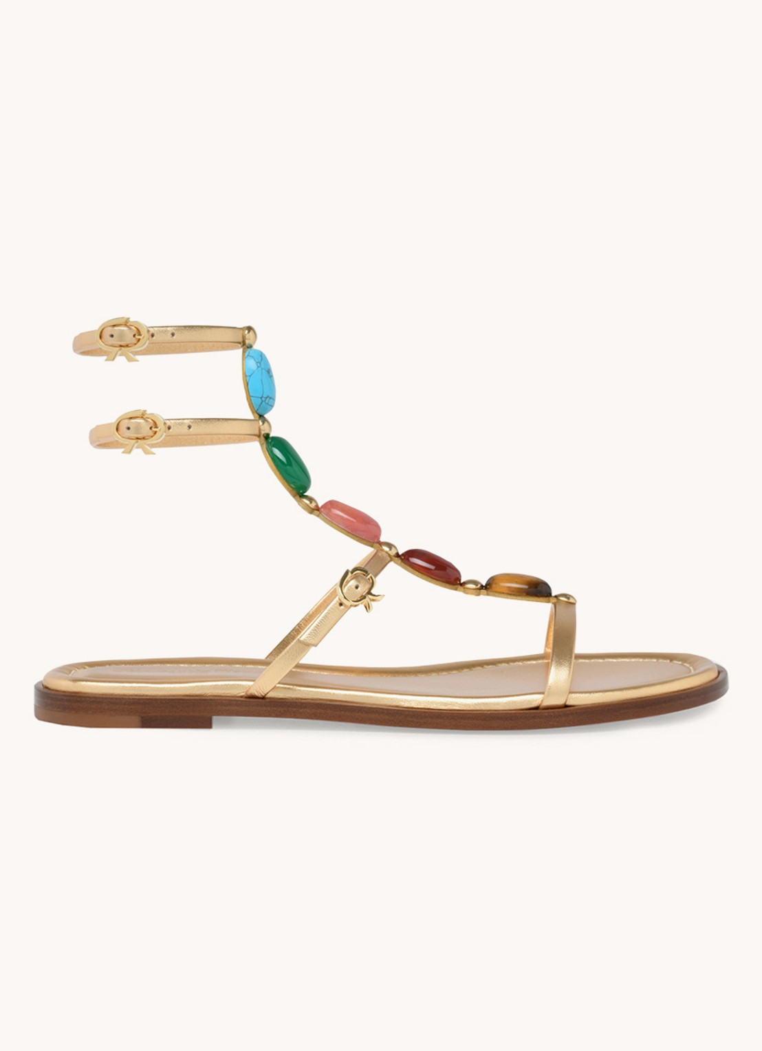 Gianvito Rossi Shanti 05 sandaal van lamsleer - voorkant 2 goud