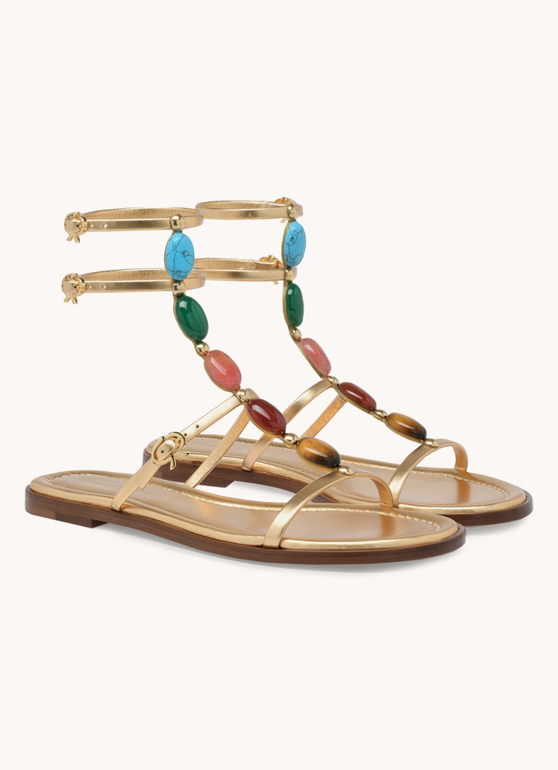 Gianvito Rossi Shanti 05 sandaal van lamsleer - voorkant 3 goud