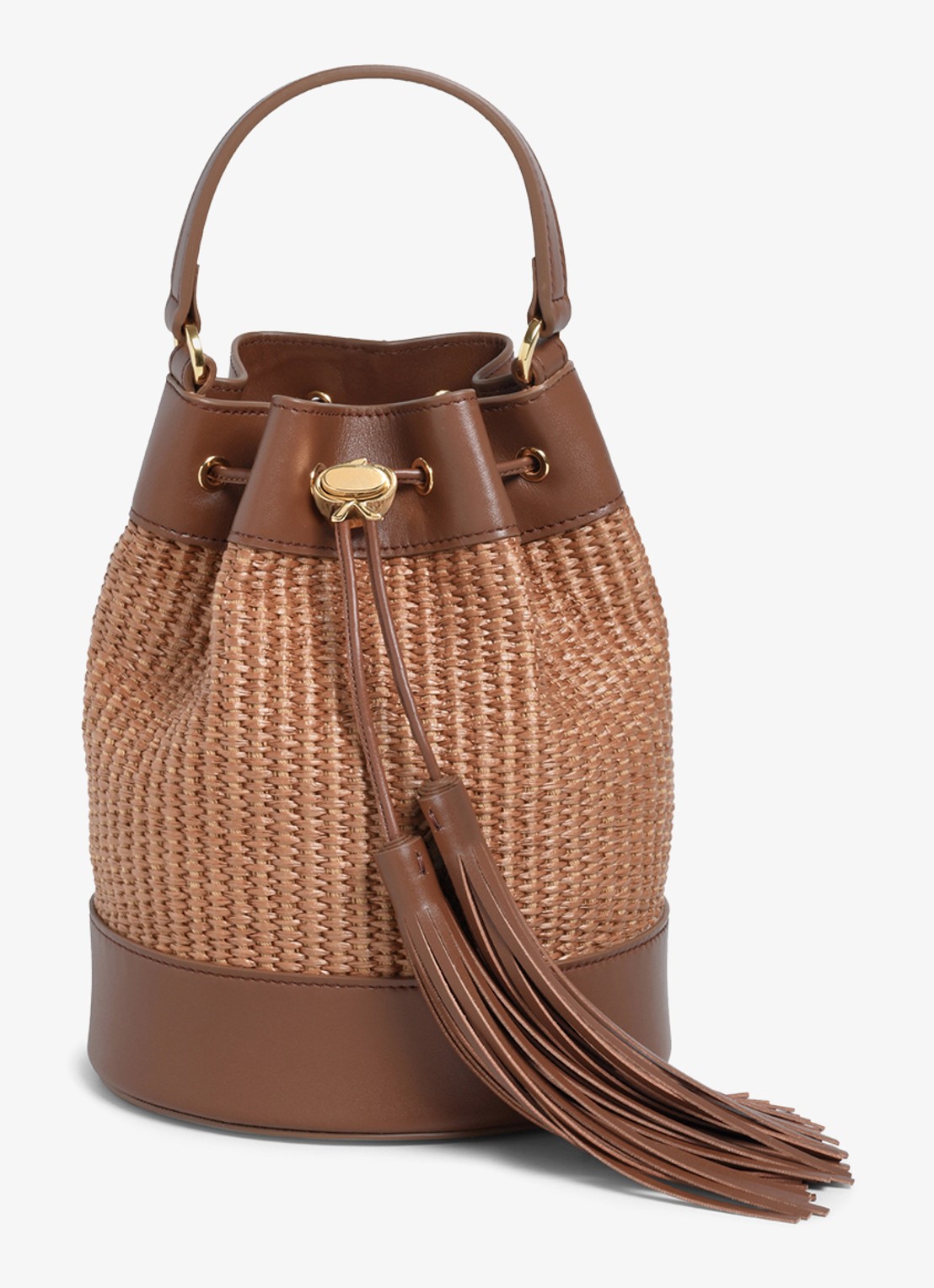 Gianvito Rossi Sienna handtas van raffia met leren details - voorkant 4 bruin
