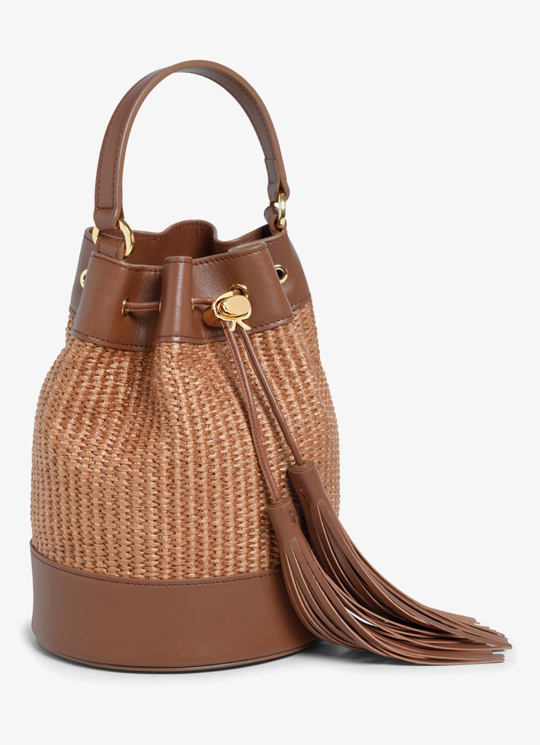 Gianvito Rossi Sienna handtas van raffia met leren details - voorkant 5 bruin