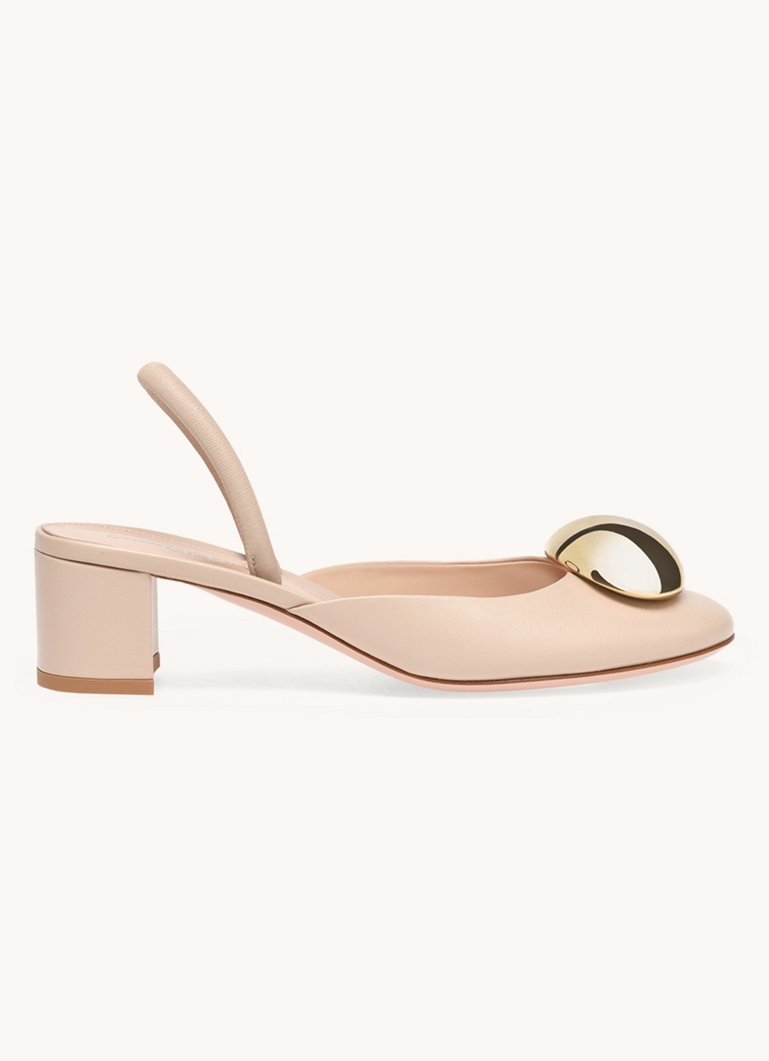 Gianvito Rossi Sphera 45 slingback van lamsleer - voorkant creme