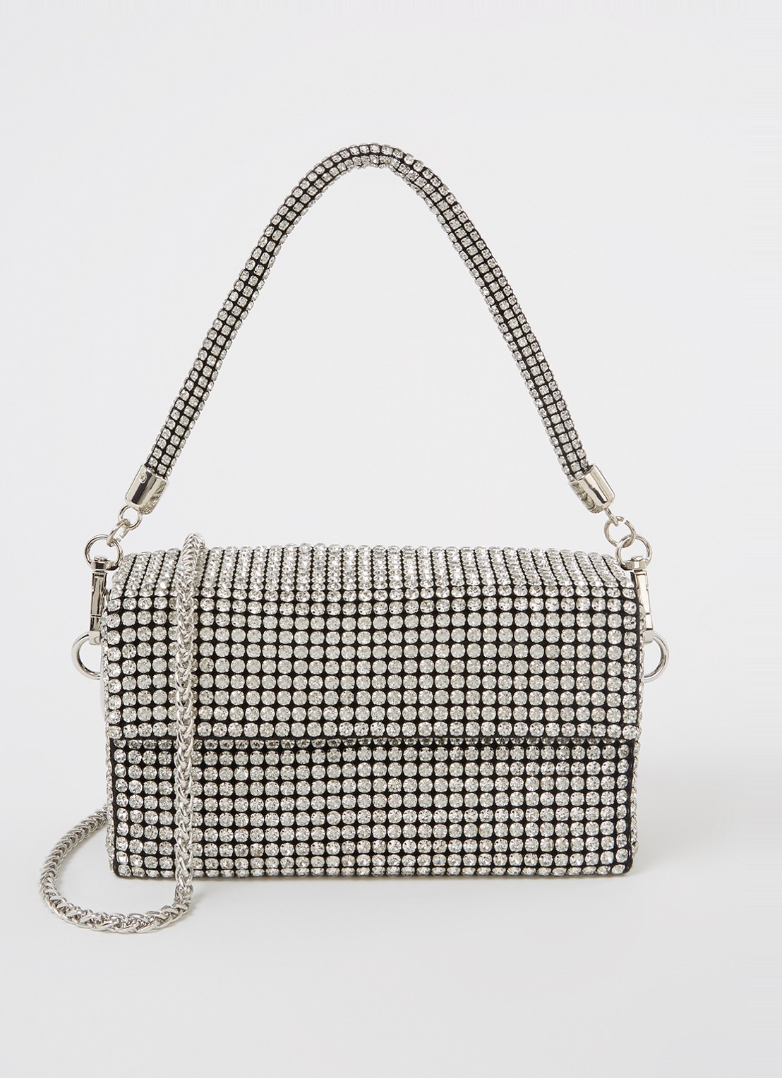 Giarité Rio handtas met strass  - voorkant zilver