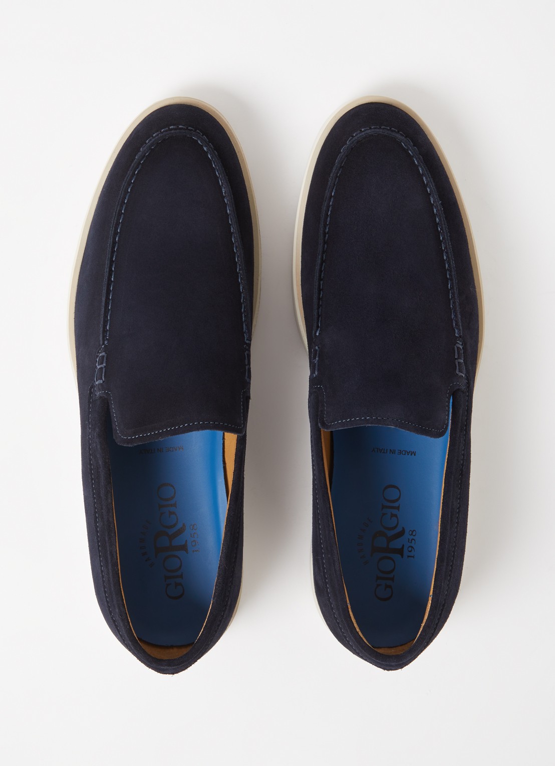 Giorgio Basic slip-on van suède - detail 3 donkerblauw