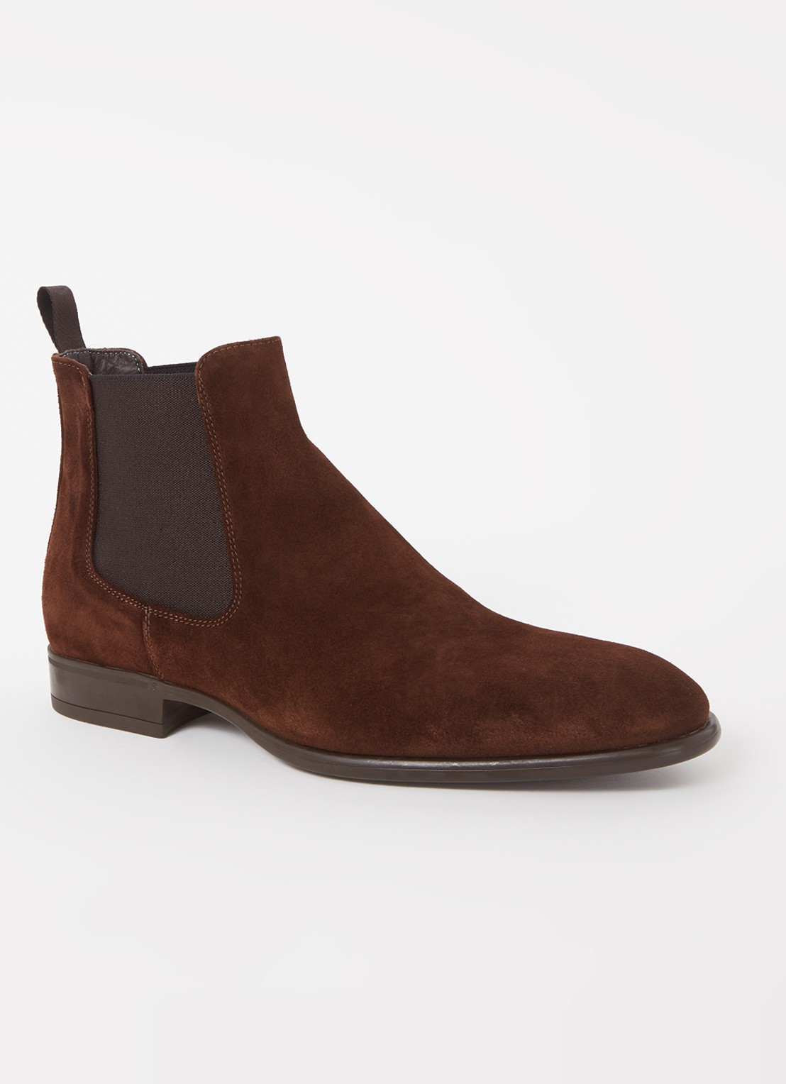 Giorgio Chelsea boot van suède  - voorkant donkerbruin