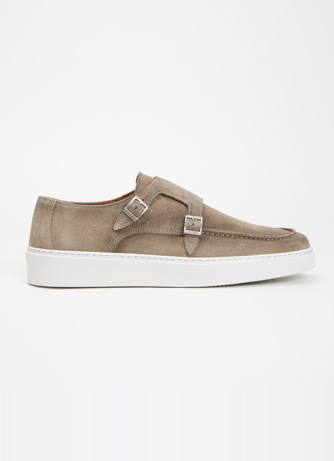 Giorgio Loafer van suède met gespdetail - voorkant 2 zand