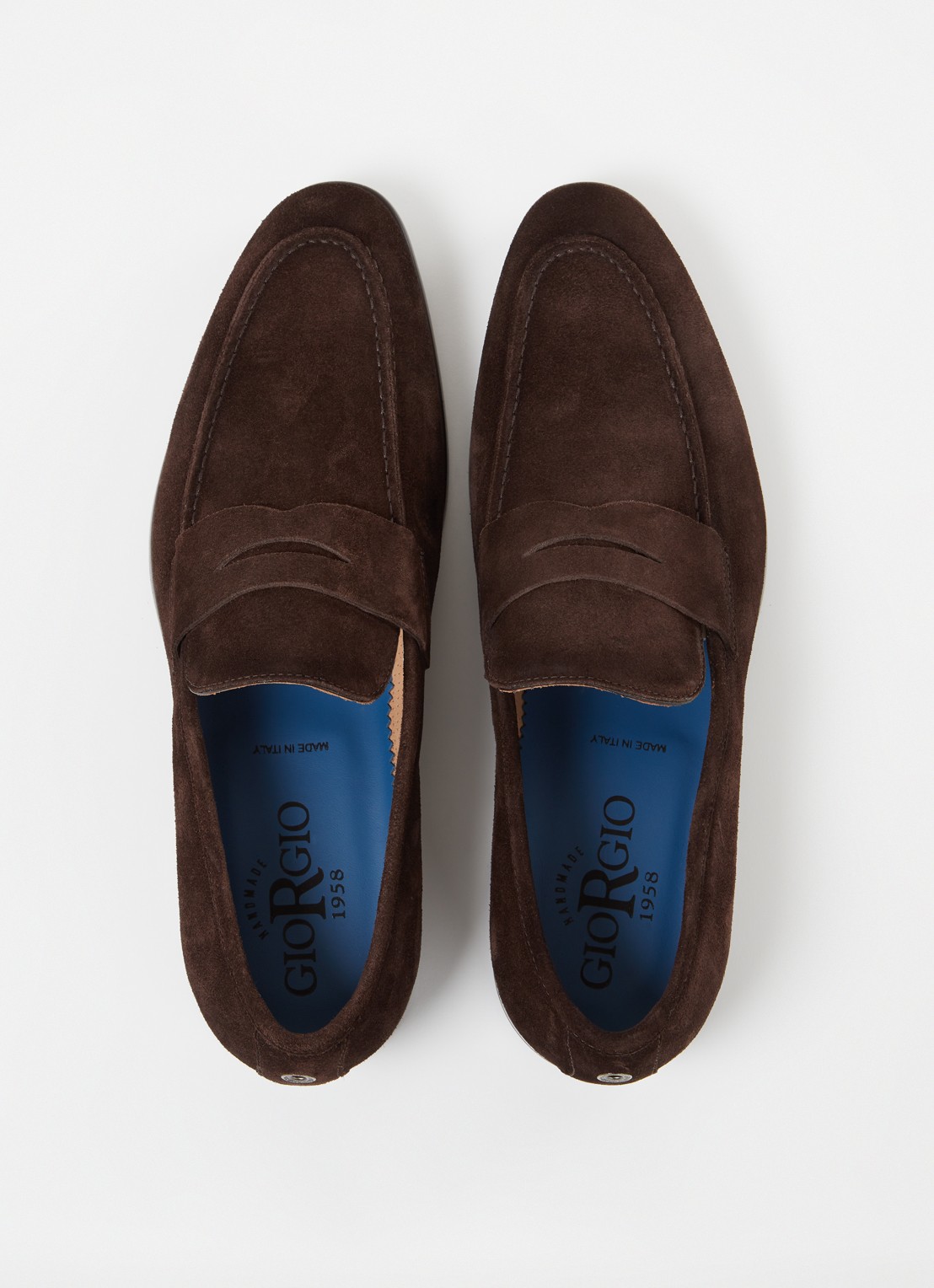Giorgio Penny loafer van suède - detail 4 donkerbruin