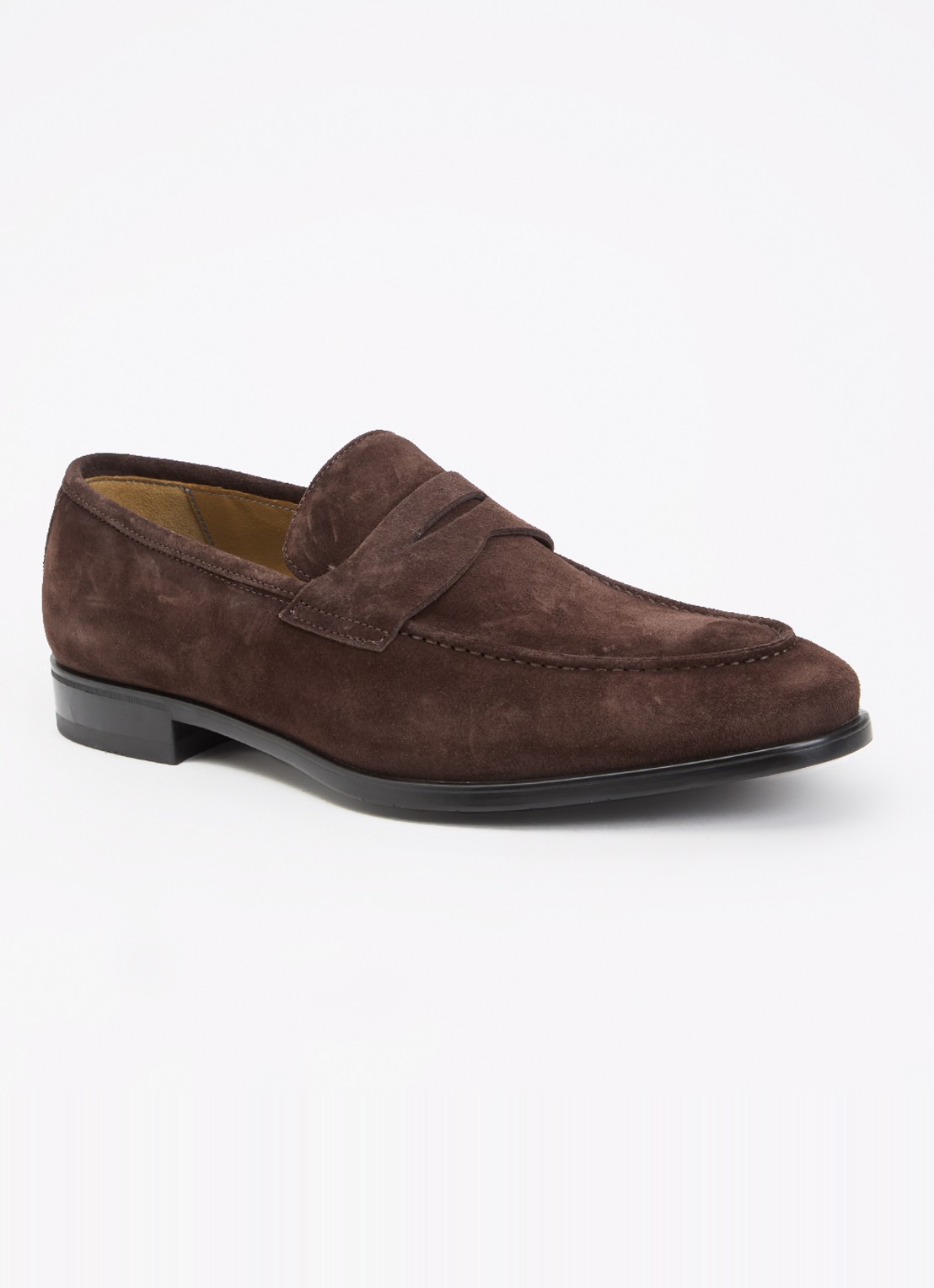 Giorgio Penny loafer van suède - voorkant 8 donkerbruin