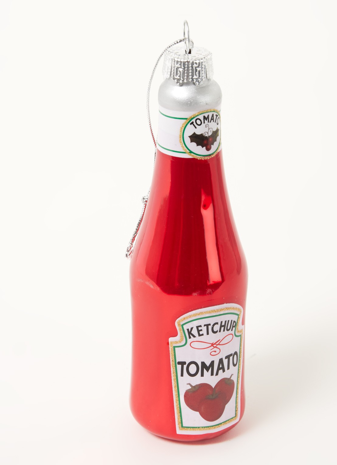 Gisela Graham Bottle of Ketchup kersthanger 13 cm - detail steenrood