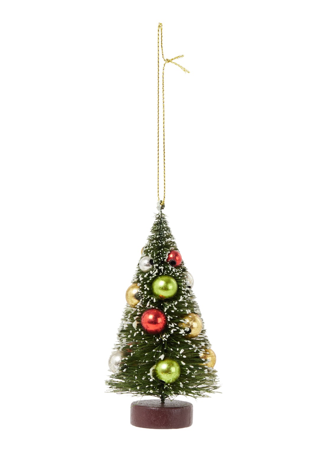 Gisela Graham Bristle Kerstboom kersthanger 11 cm - voorkant groen