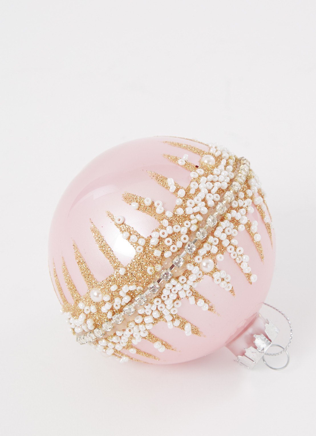Gisela Graham Crush kerstbal 9 cm - detail 3 roze