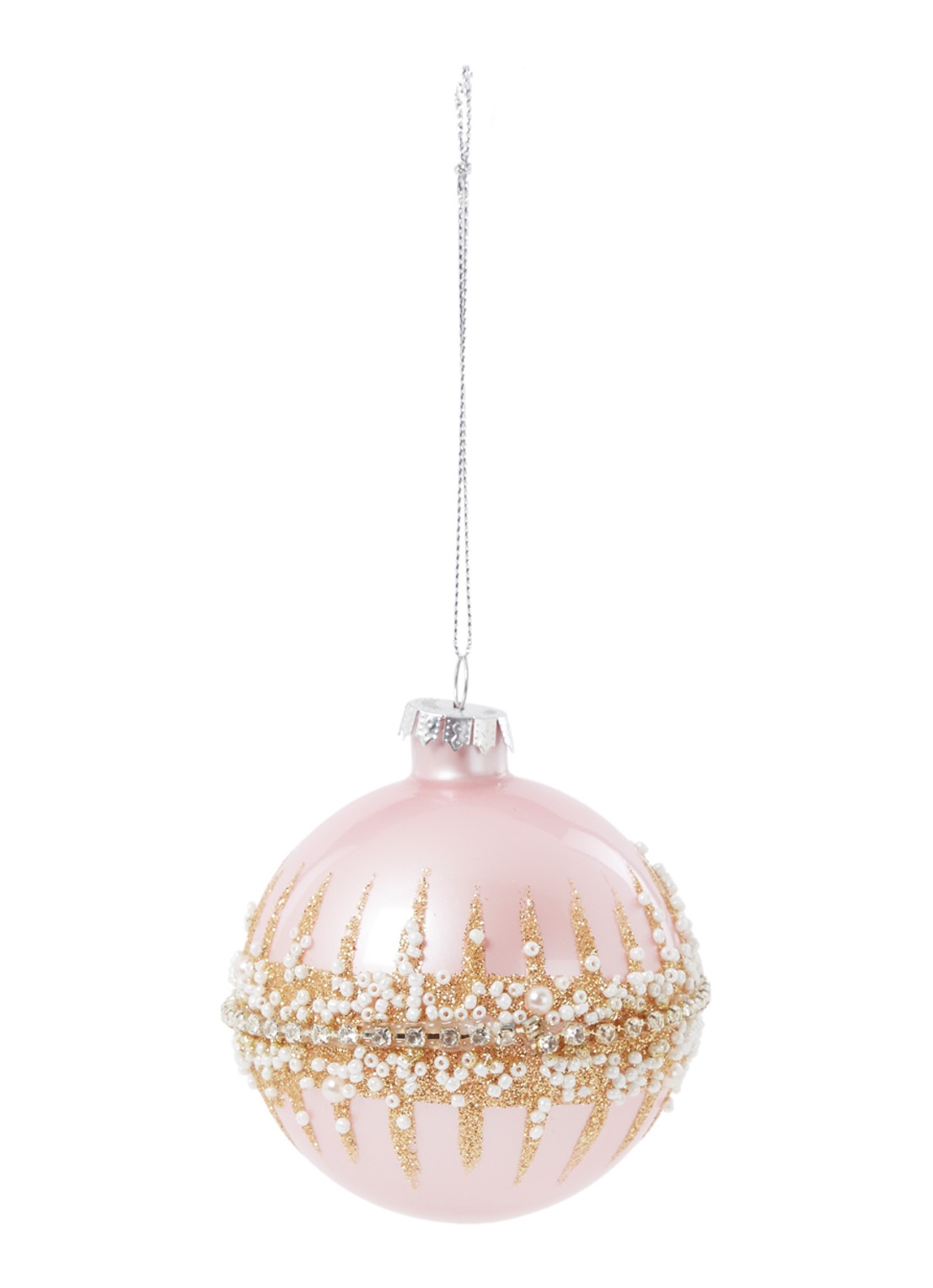 Gisela Graham Crush kerstbal 9 cm - voorkant roze