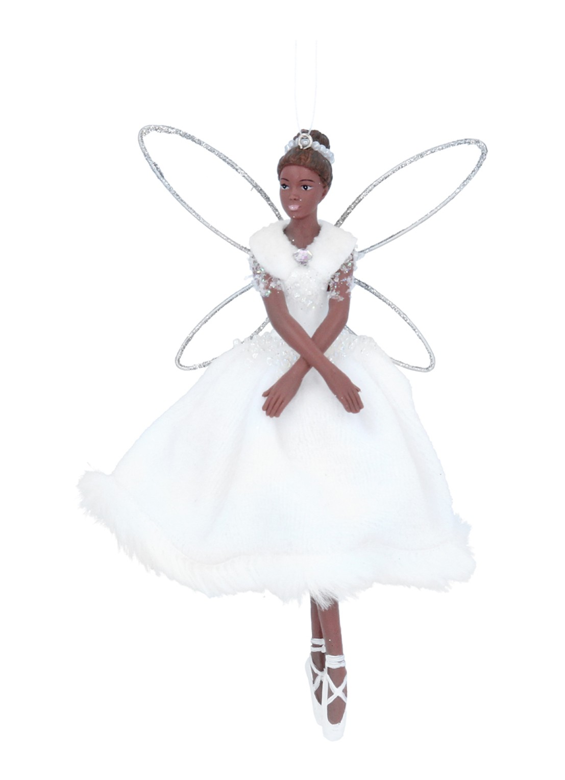 Gisela Graham Fee kersthanger 15 cm - voorkant wit