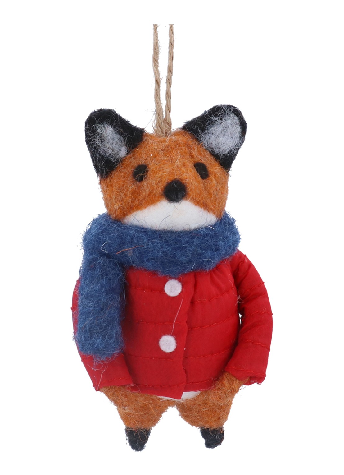Gisela Graham Geklede Vos kersthanger 10 cm - voorkant rood