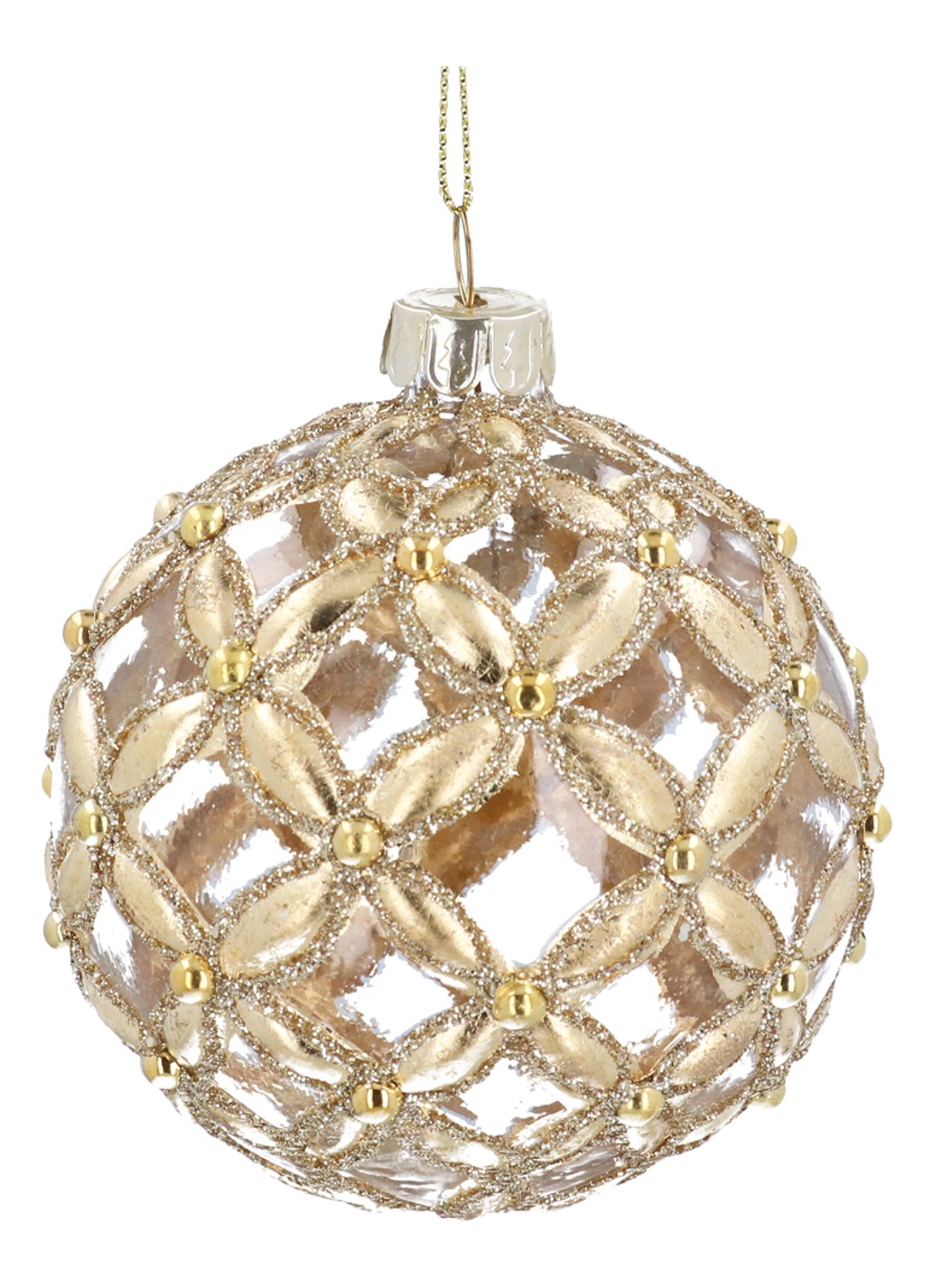 Gisela Graham Kerstbal 8 cm - voorkant goud