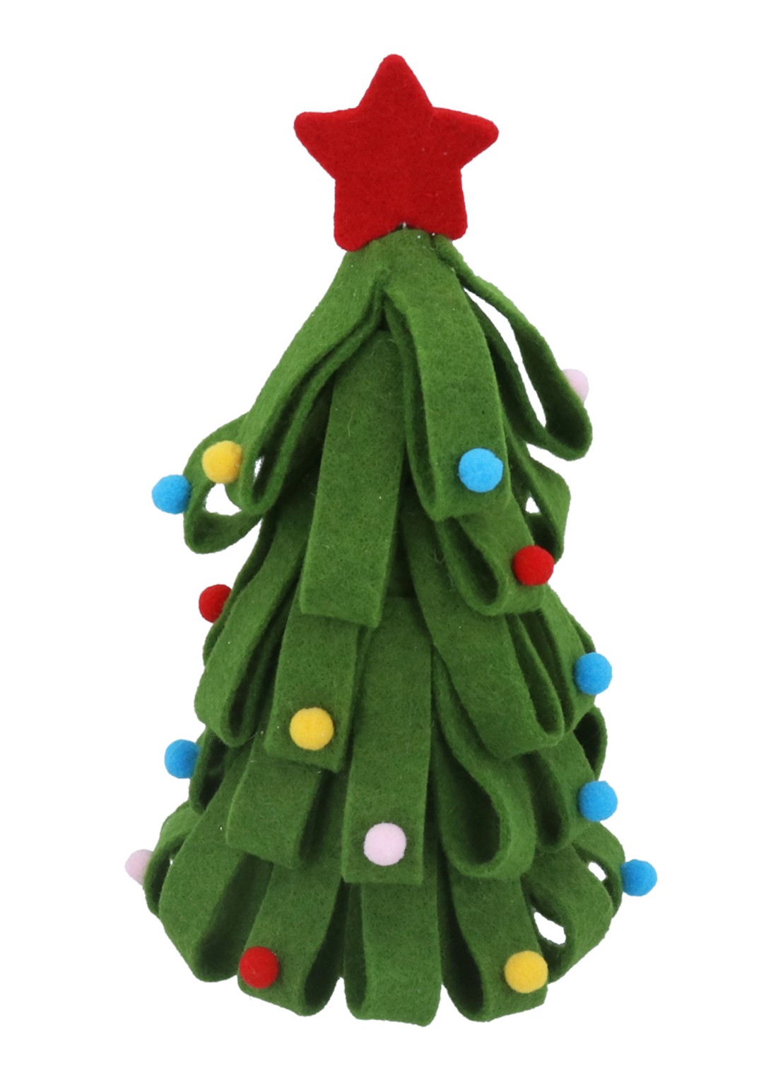 Gisela Graham Kerstboom met Pom Poms kerstornament 26 cm - voorkant groen