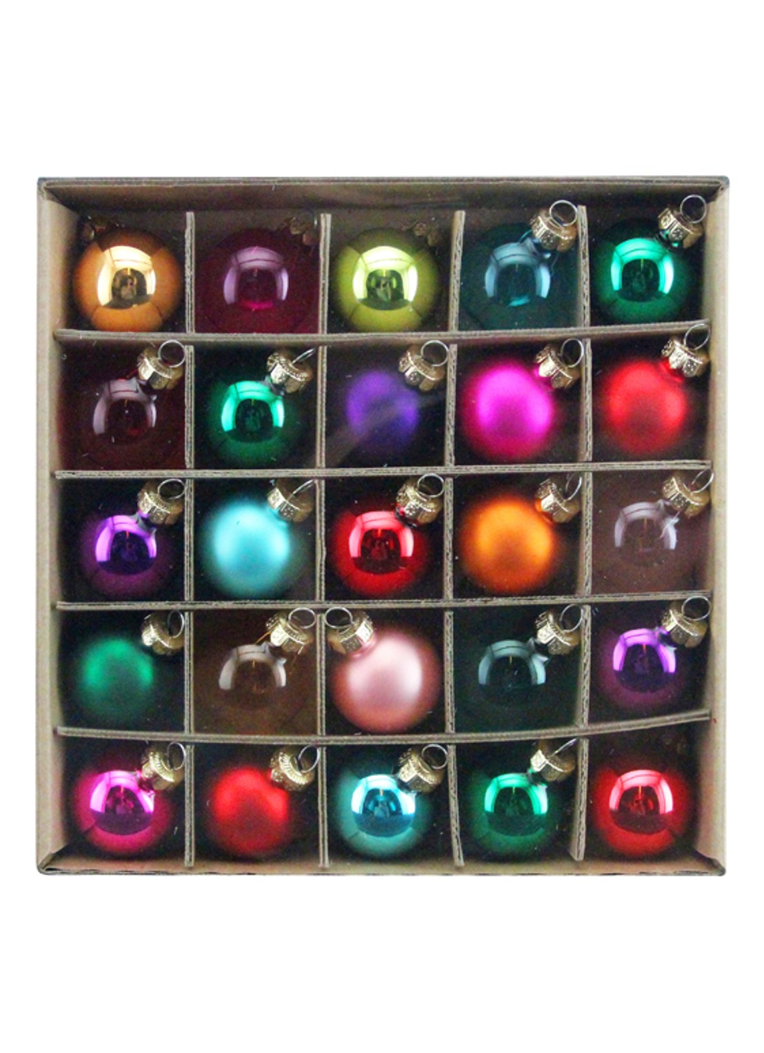 Gisela Graham Mini kerstballen 3,5 cm set van 25 - voorkant multicolor