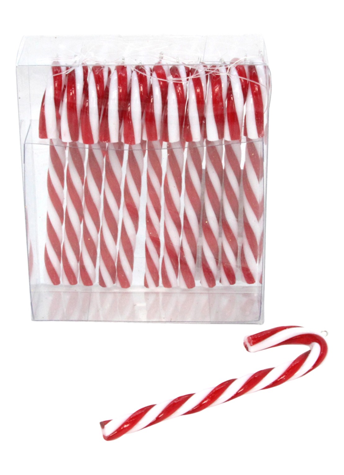 Gisela Graham Mini zuurstok kersthanger 10 cm set van 12 - voorkant rood
