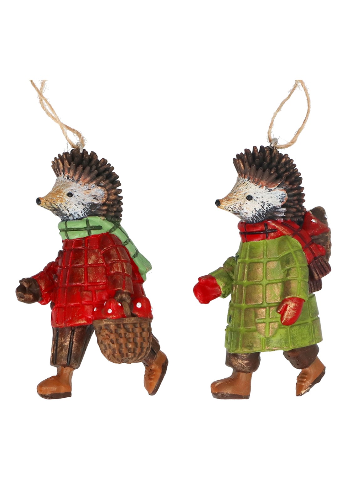 Gisela Graham Mr. & Mrs. Egel kersthanger 7 cm set van 2 - voorkant multicolor