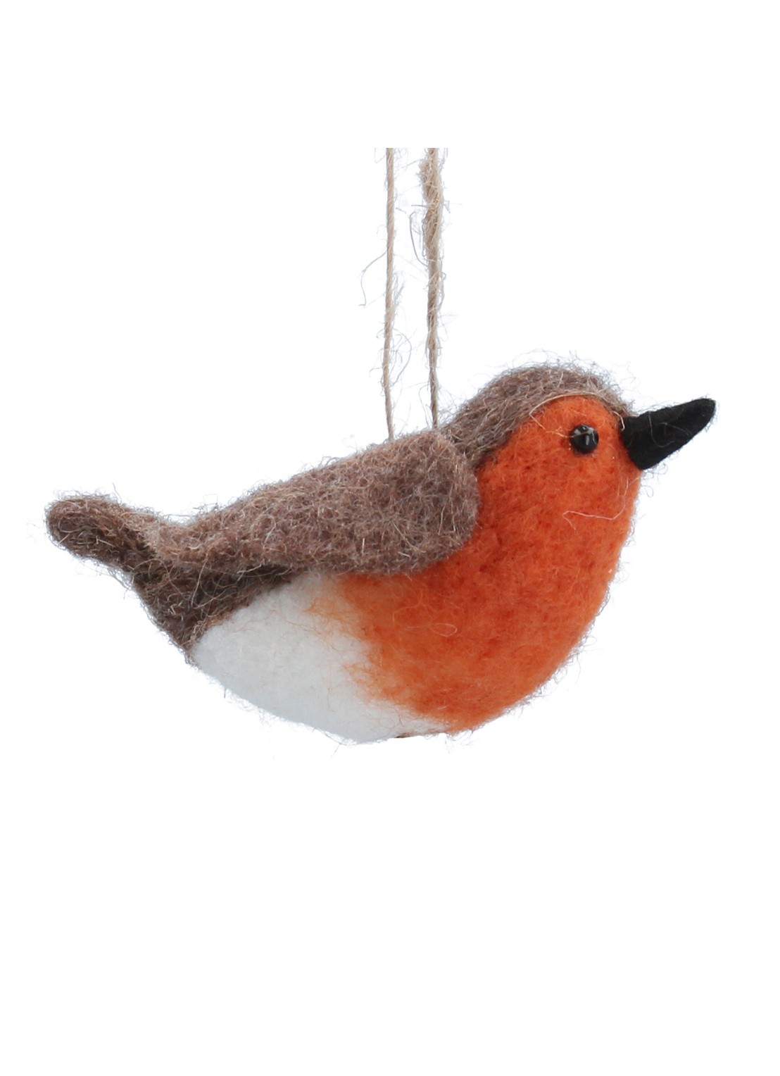 Gisela Graham Roodborstje kersthanger 8 cm - voorkant donkeroranje