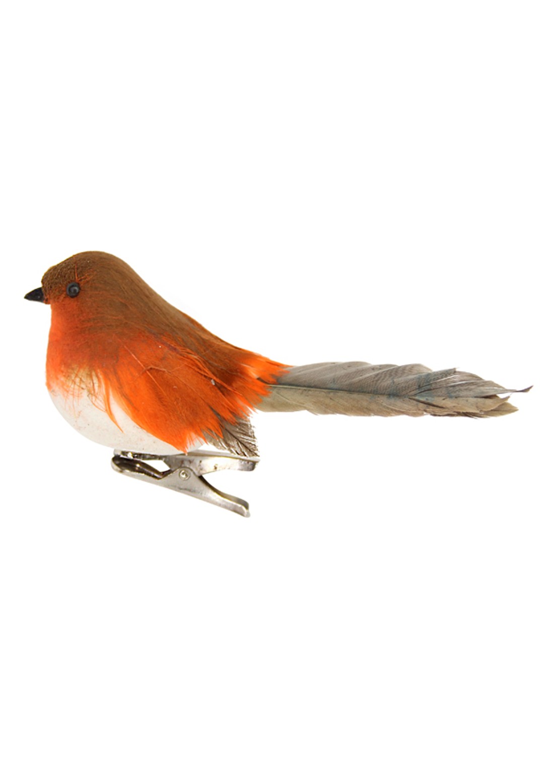 Gisela Graham Roodborstje kerstornament met clip 6 cm - voorkant orange