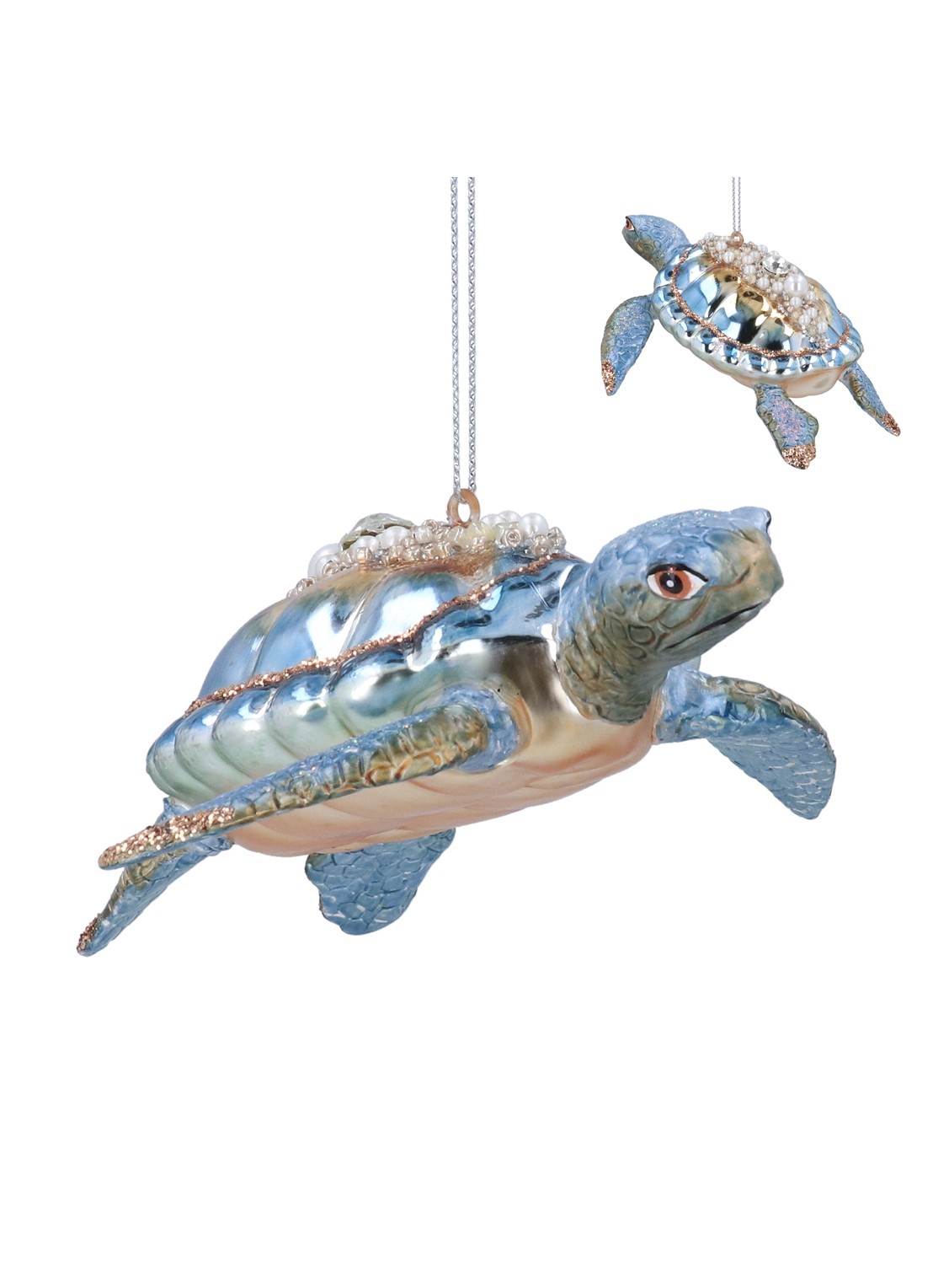 Gisela Graham Schildpad kersthanger 13 cm - voorkant blauw