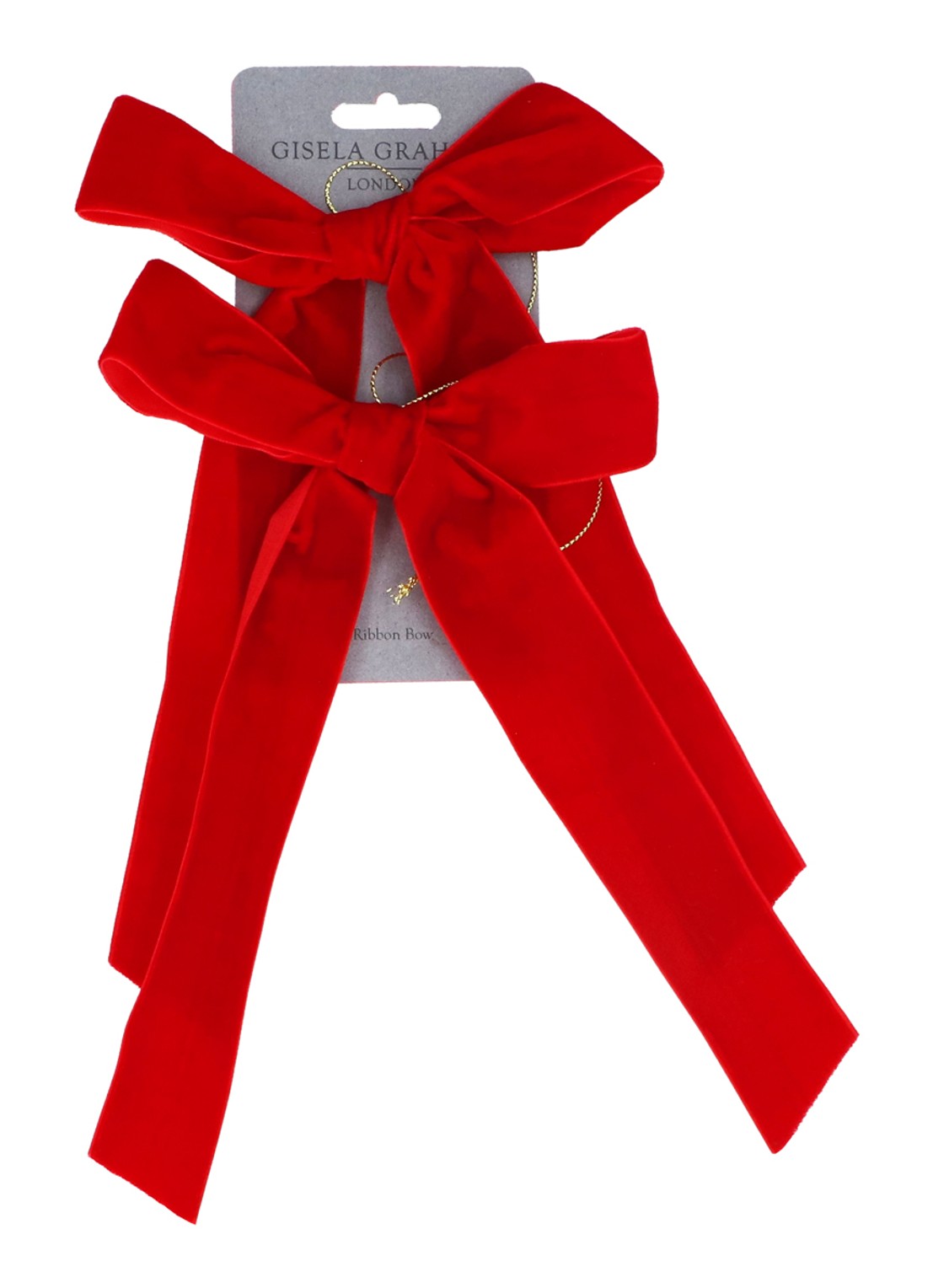 Gisela Graham Velvet Strik kersthanger 28 cm set van 2 - voorkant rood