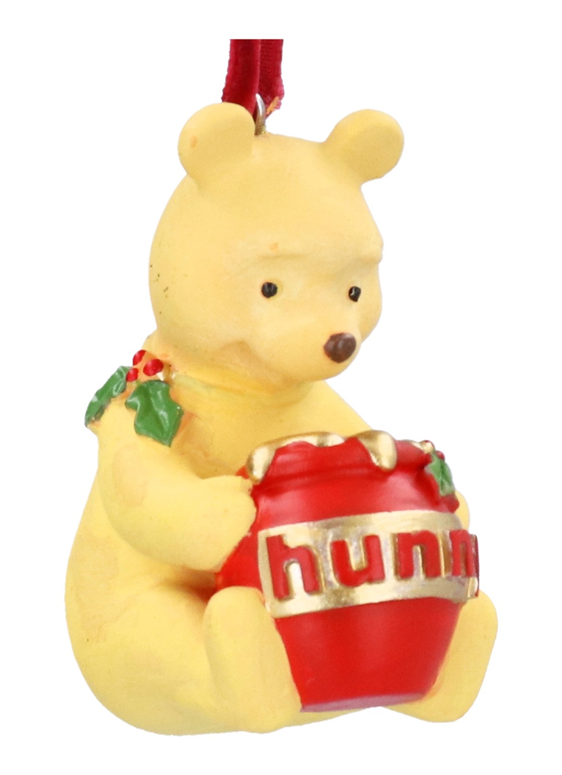Gisela Graham Winnie-The-Pooh met Honingpot kersthanger 6 cm - voorkant geel