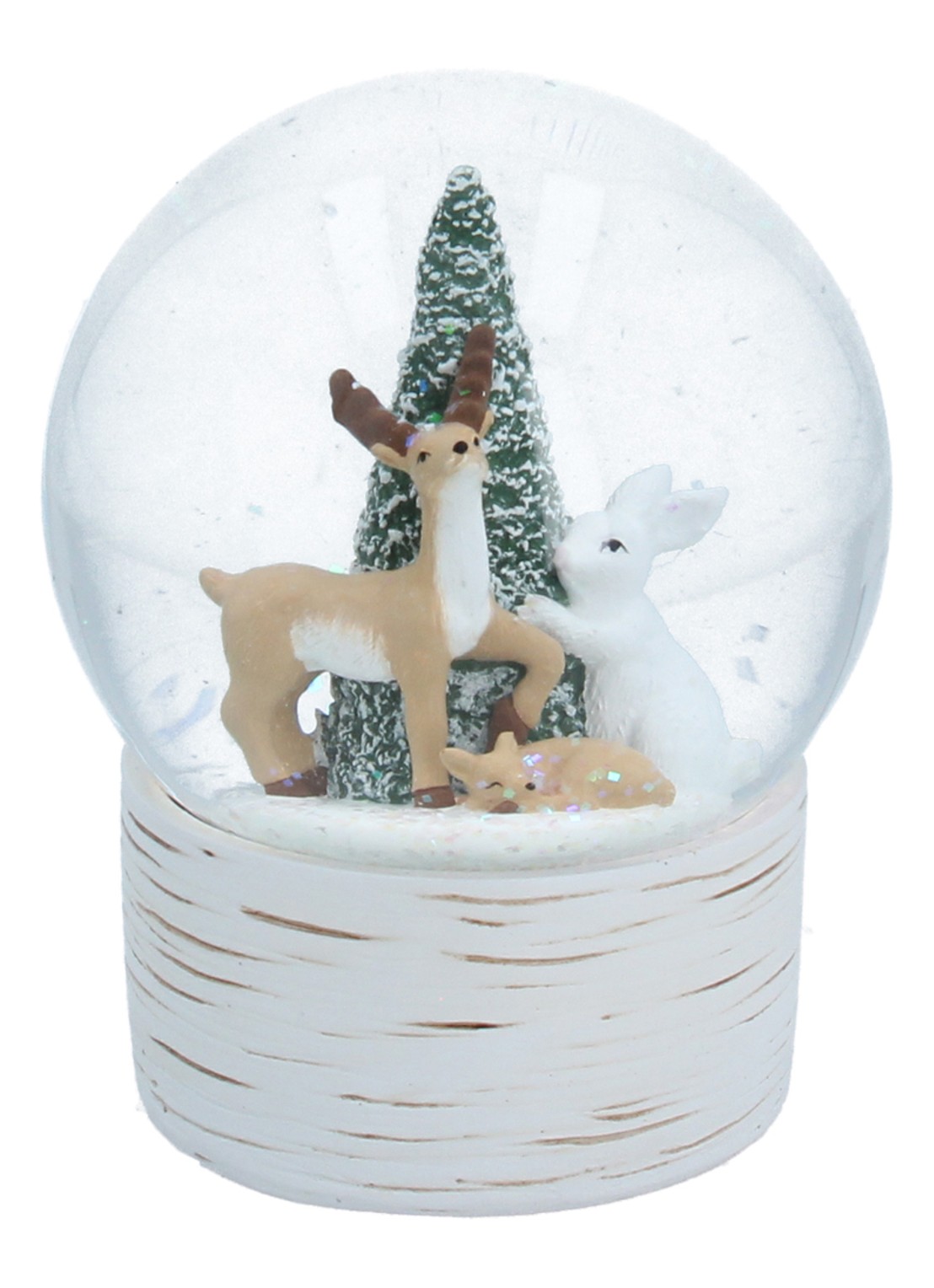 Gisela Graham Woodland sneeuwbol 13 cm - voorkant wit