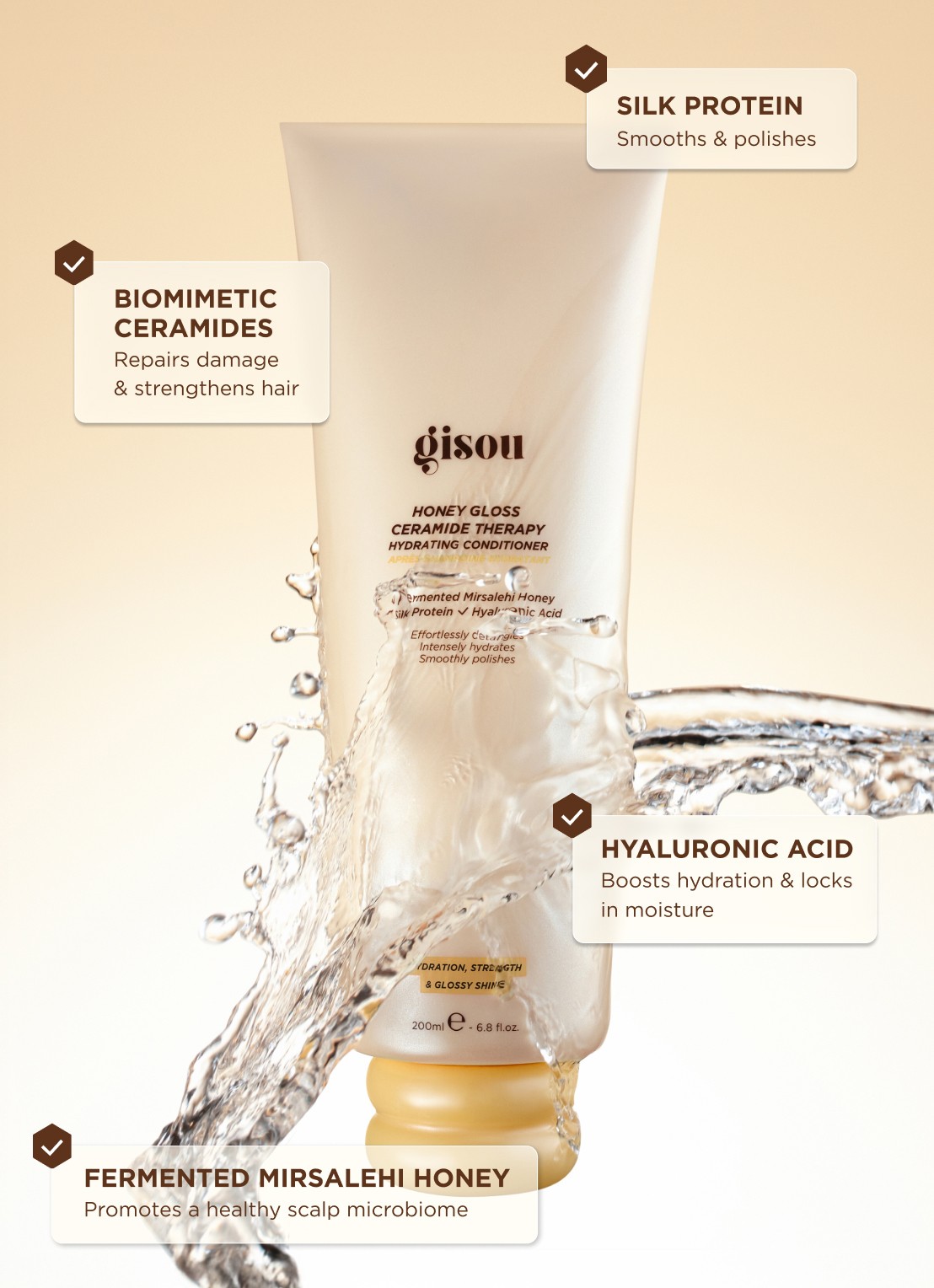 Gisou Honey Gloss Ceramide Therapy Hydrating Conditioner - conditioner - voorkant 7 undefined