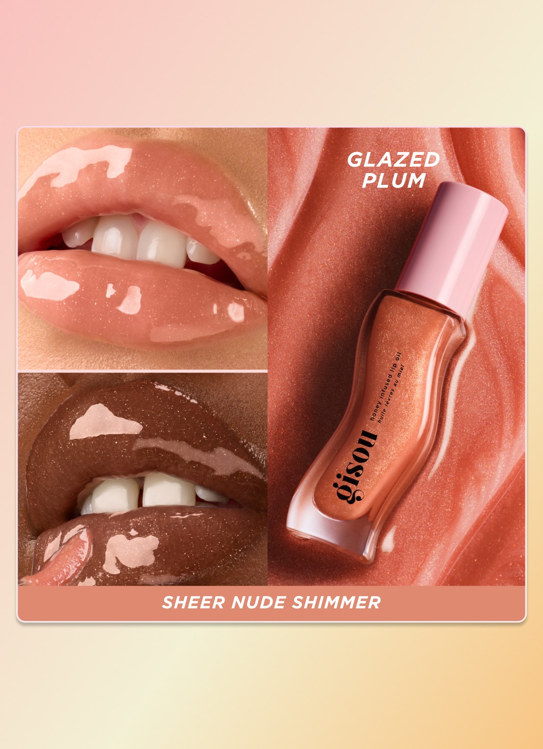 Gisou Honey Infused Lip Oil - lipolie - detail 2 glazed plum