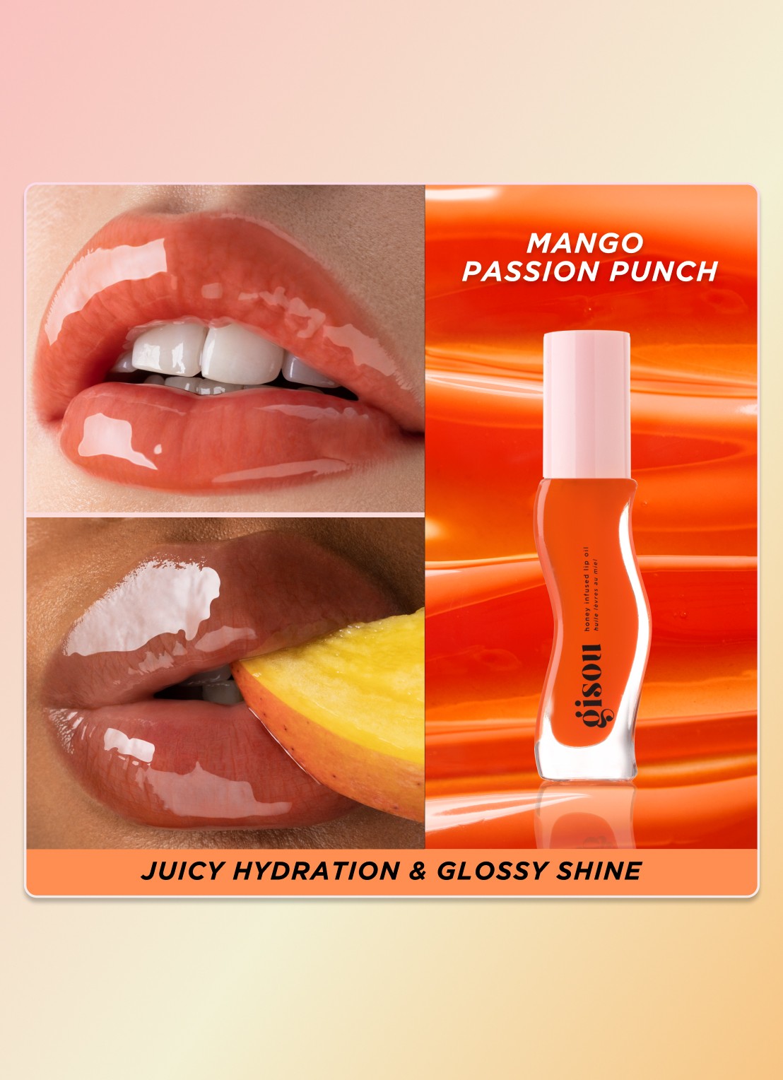 Gisou Honey Infused Lip Oil - lipolie - detail 3 mango
